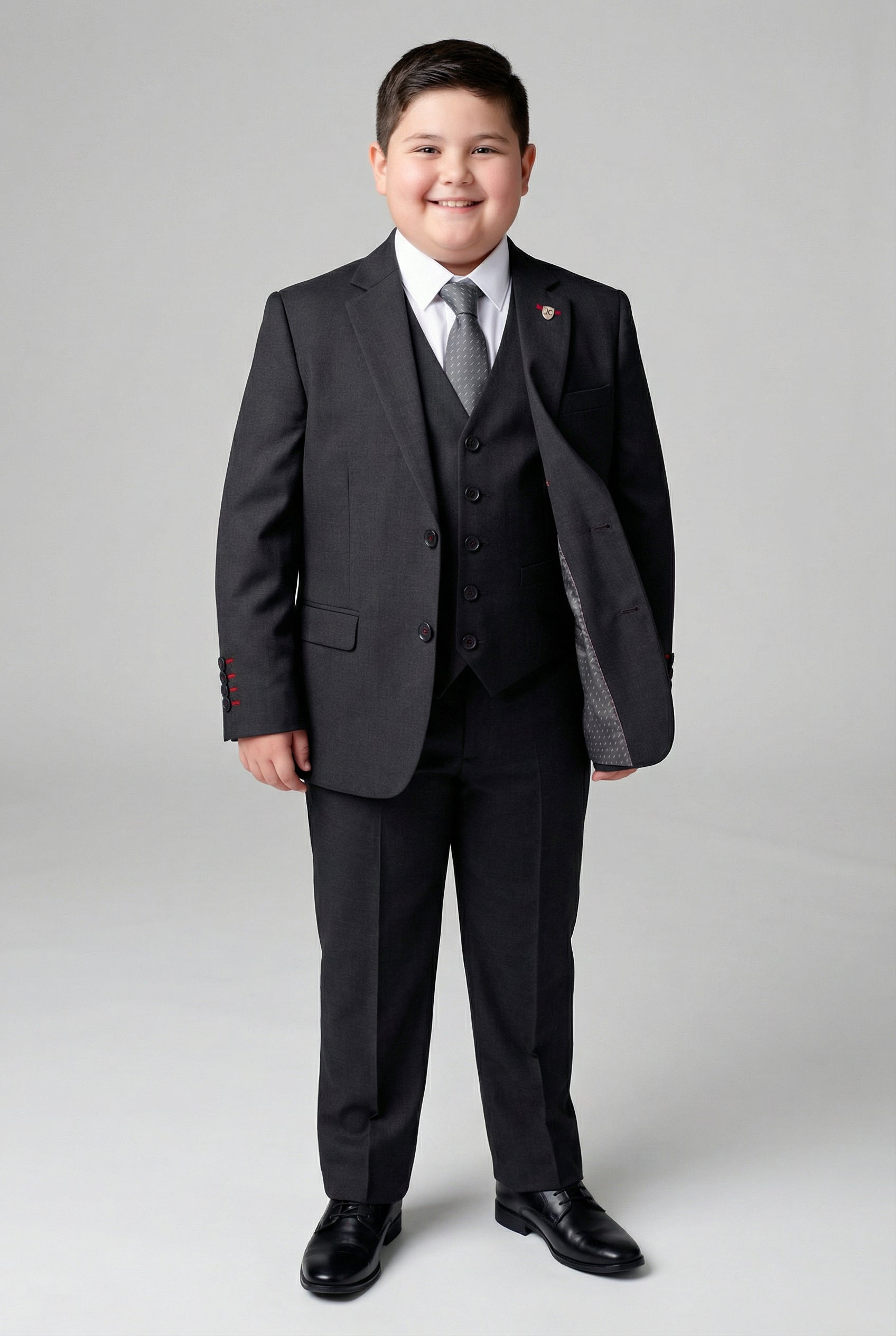 Boys 5-Piece Tailored Fit Twill Suit - Oscar - Black