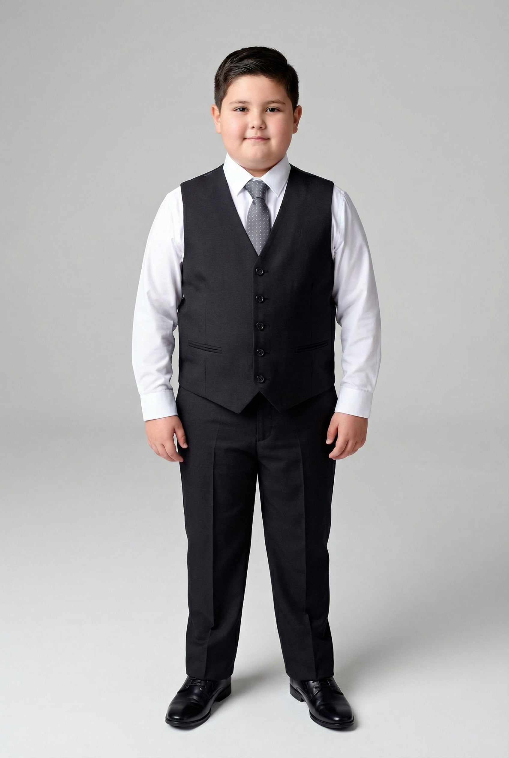Boys 5-Piece Tailored Fit Twill Suit - Oscar - Black