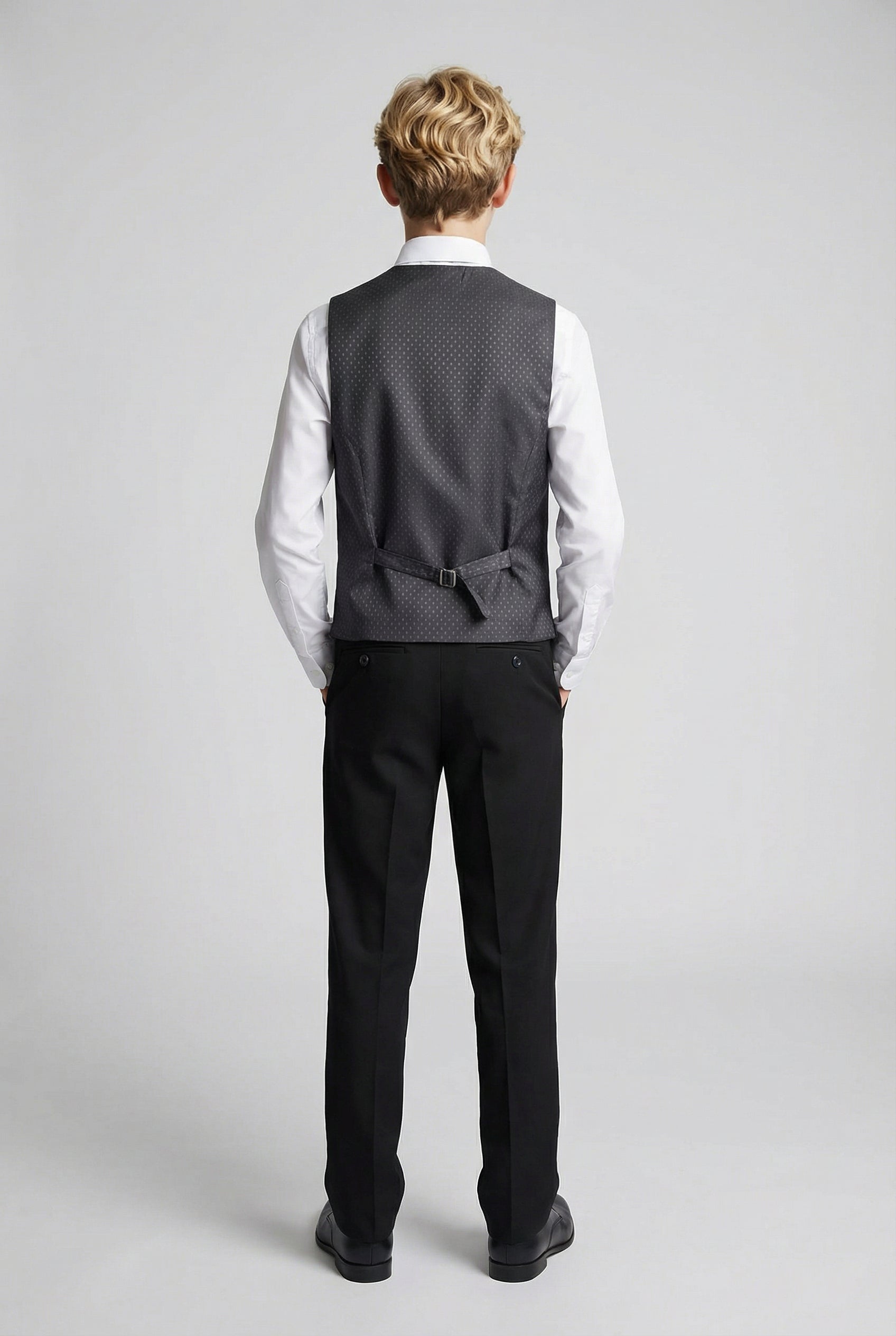 Boys 5-Piece Tailored Fit Twill Suit - Oscar - Black