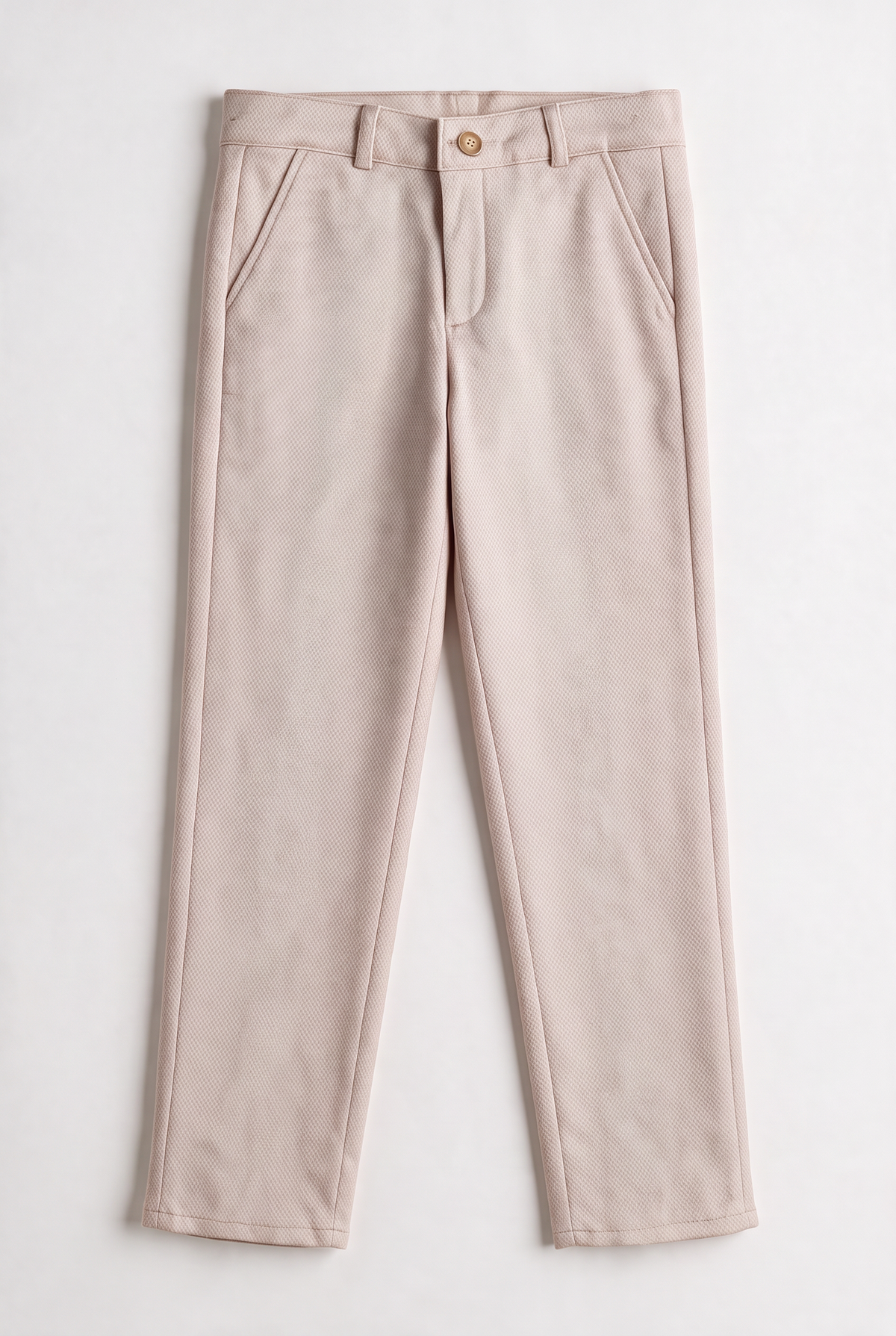 Boys 5-Piece Textured Suit with Double Breasted Waistcoat - Sota Beige Trousers  Picture 