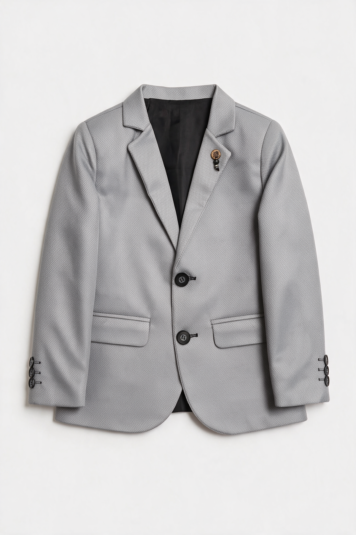 Boys 5-Piece Textured Suit with Double Breasted Waistcoat - Sota Light Grey Blazer Picture
