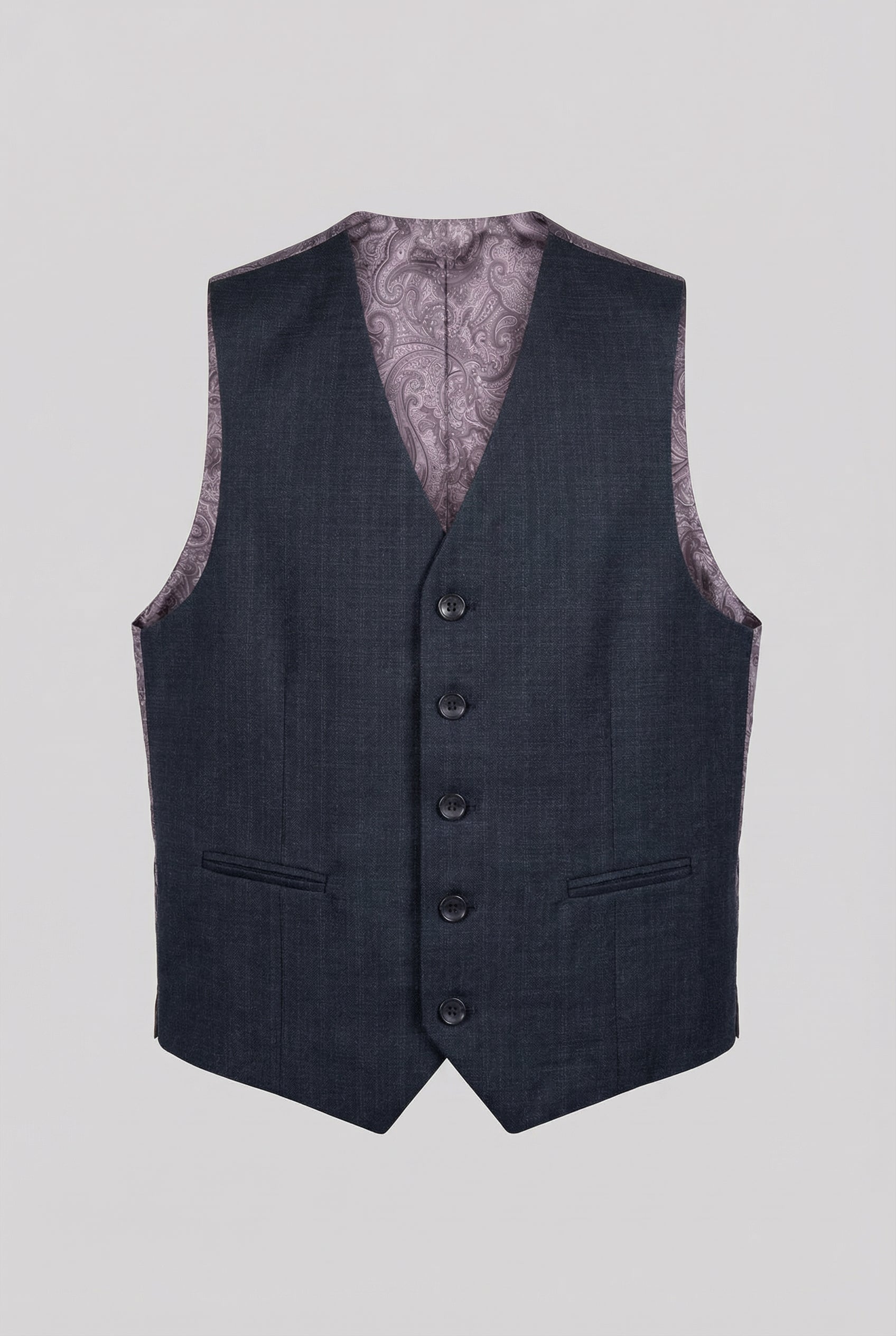 Traje ajustado de tejido texturizado de 5 piezas para niños - LORENZO - Azul marino