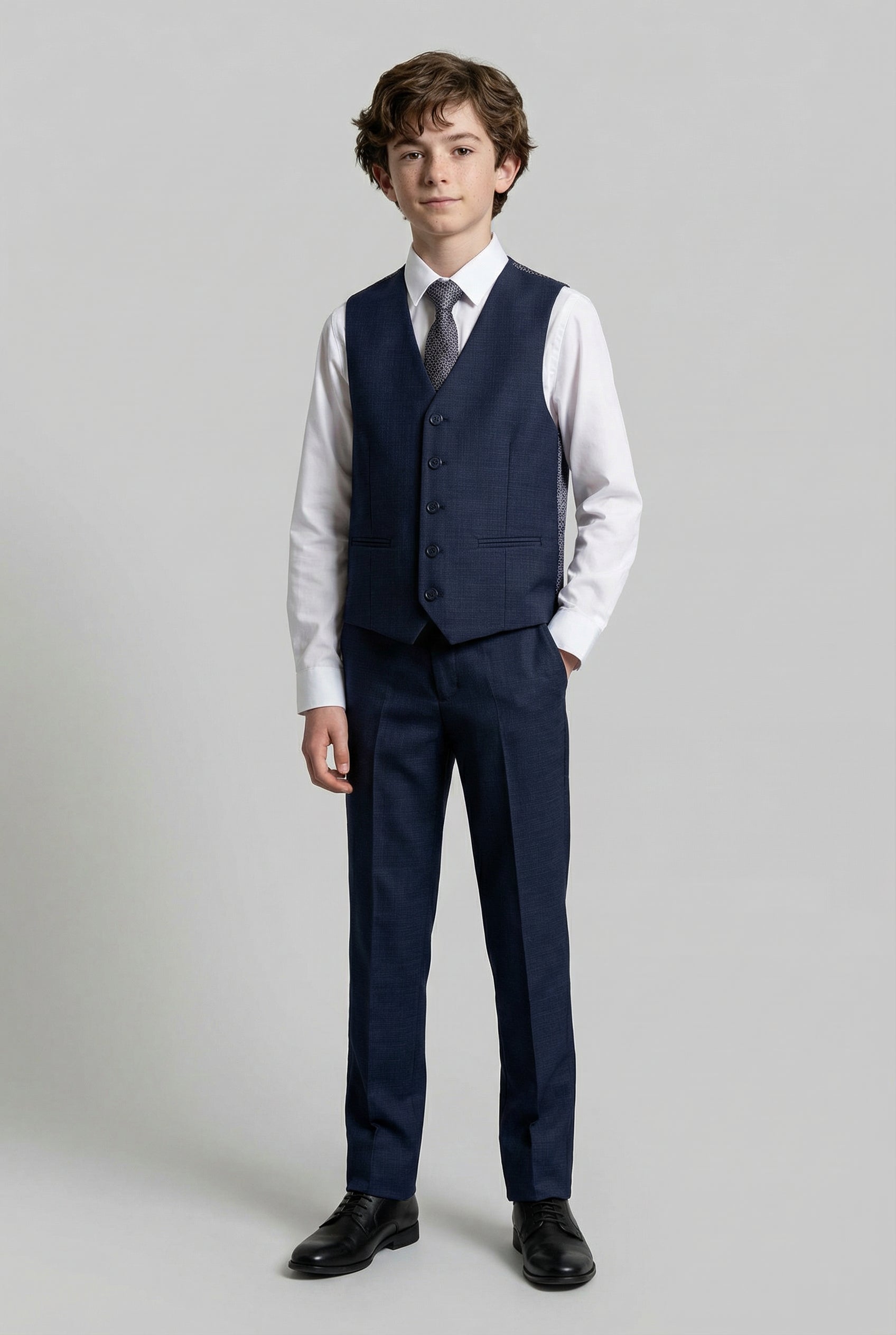 Traje ajustado para niños de 5 piezas con tejido texturizado - Zion