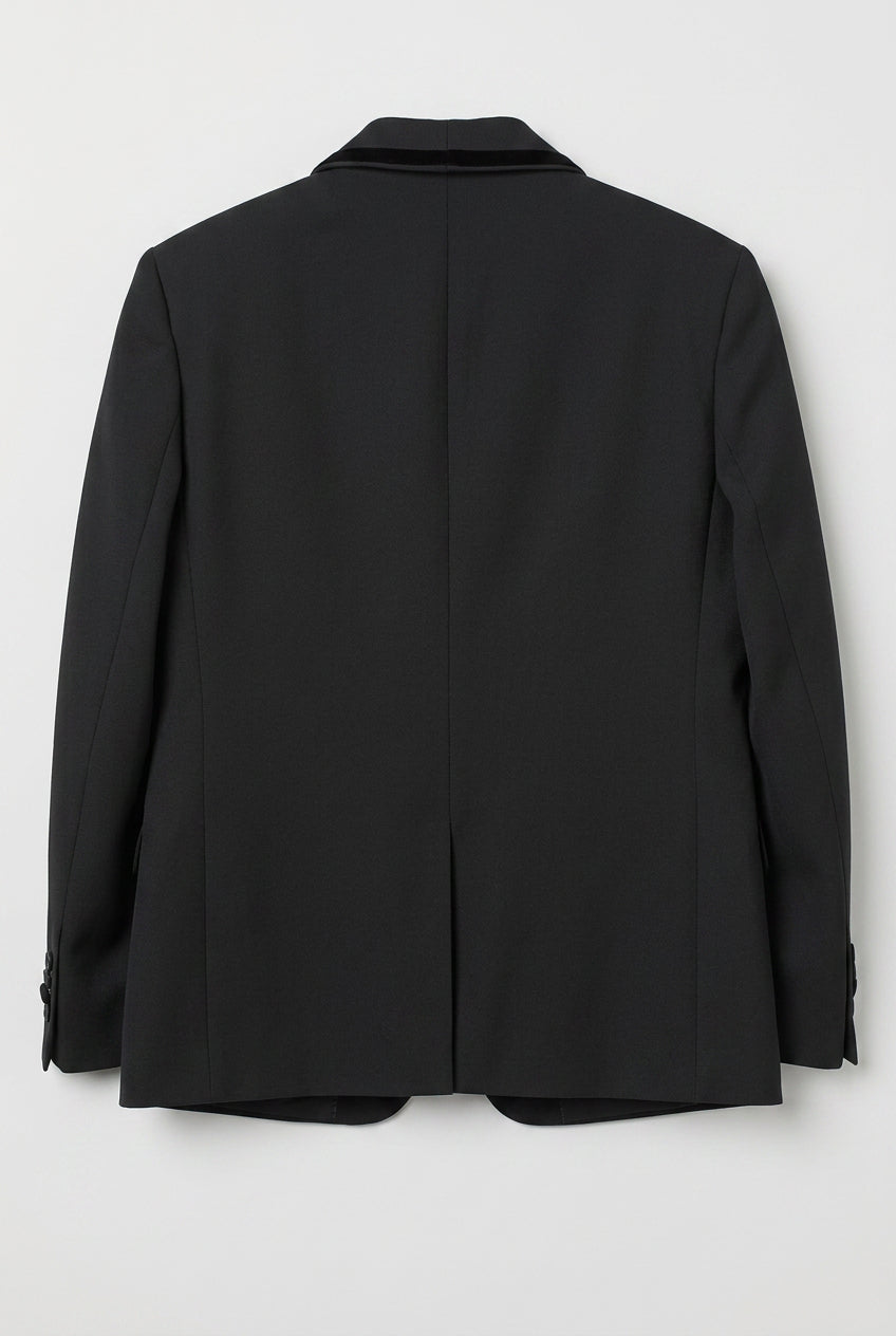 Traje de esmoquin para niños de 5 piezas con cuello chal de terciopelo removible - Negro