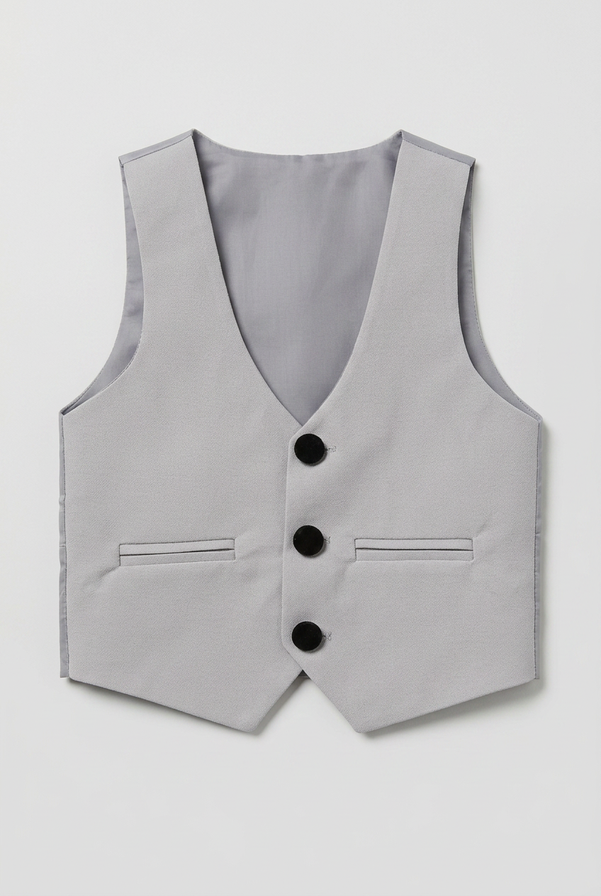 Traje de esmoquin para niños de 5 piezas con cuello chal de terciopelo removible - Gris