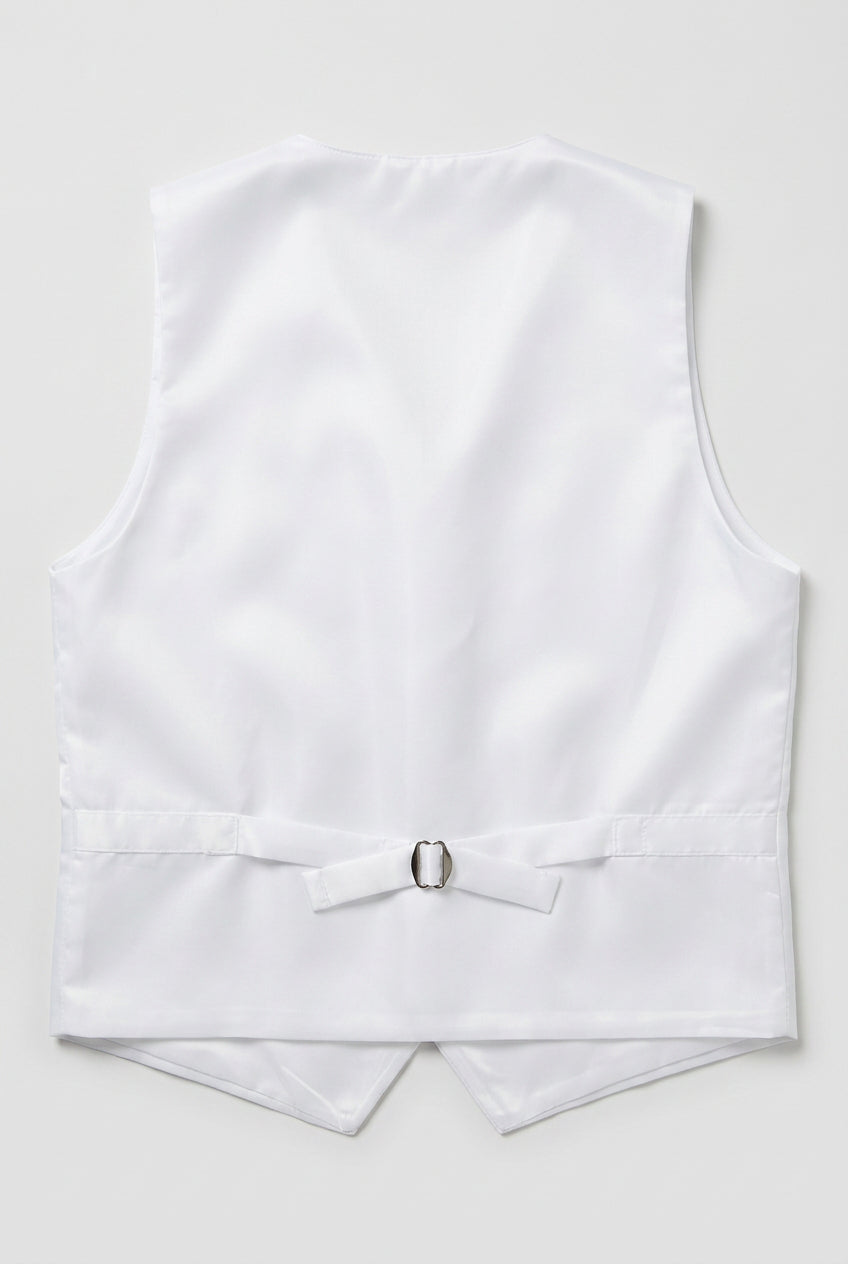Traje de esmoquin para niños de 5 piezas con cuello chal de terciopelo removible - Blanco