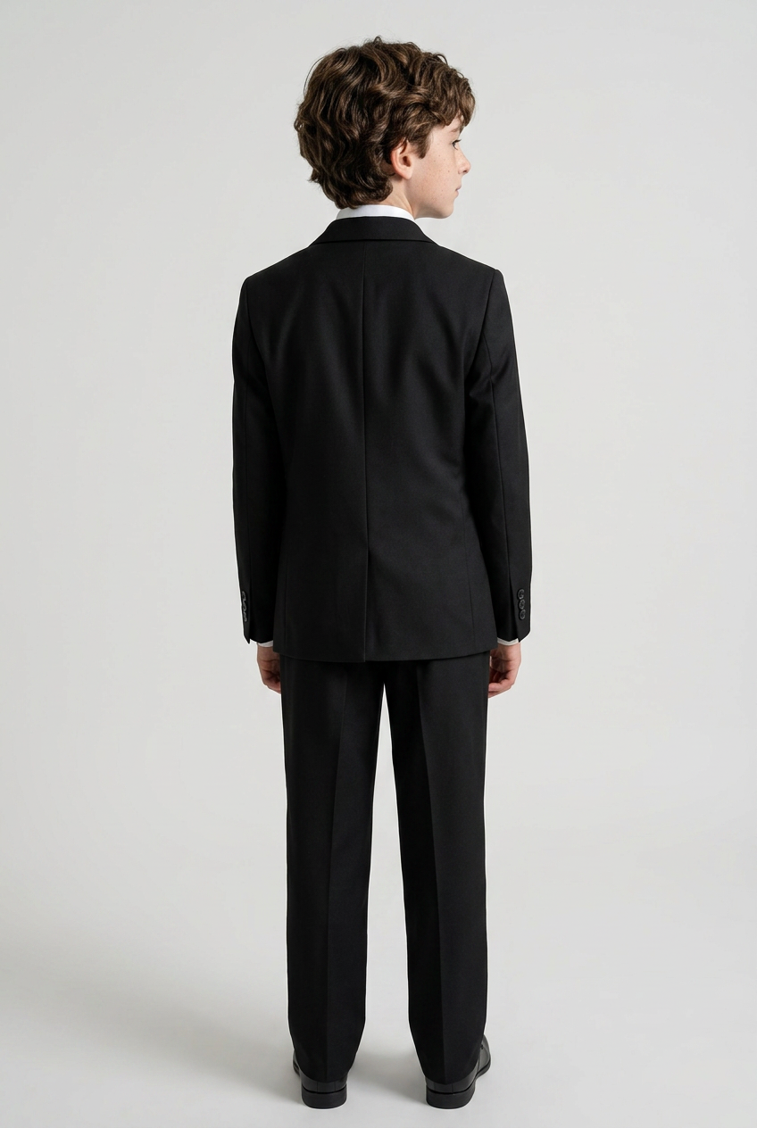 Boys  5 Piece Formal Suit with Waistcoat and Tie - 523 Black