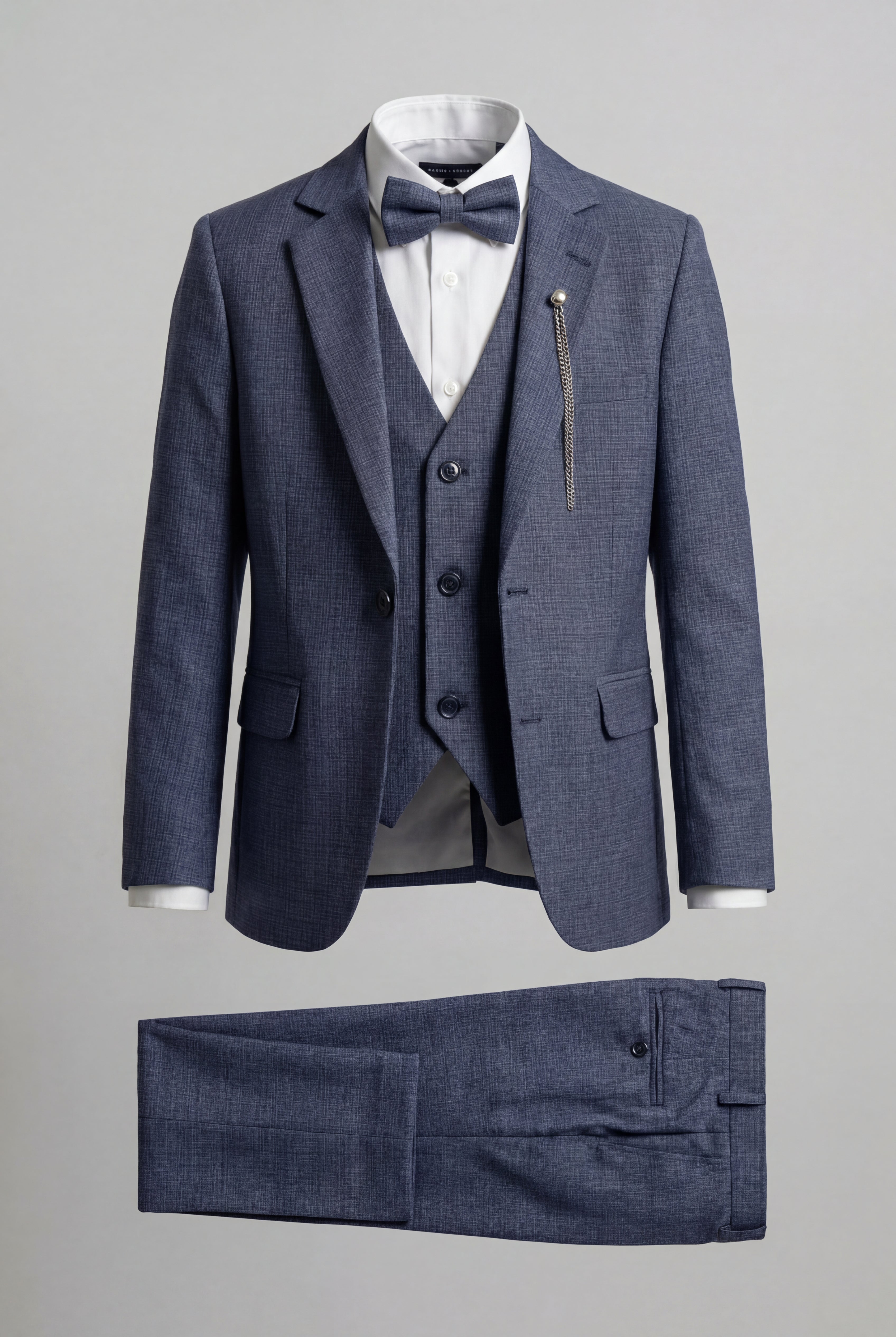 Boys 8-Piece Microcheck Formal Suit - Blue Mannequin 