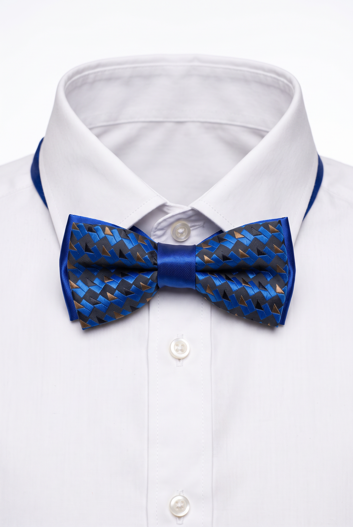 Boys Adjustable Patterned Bow Tie - BWMX - Blue with a shirt