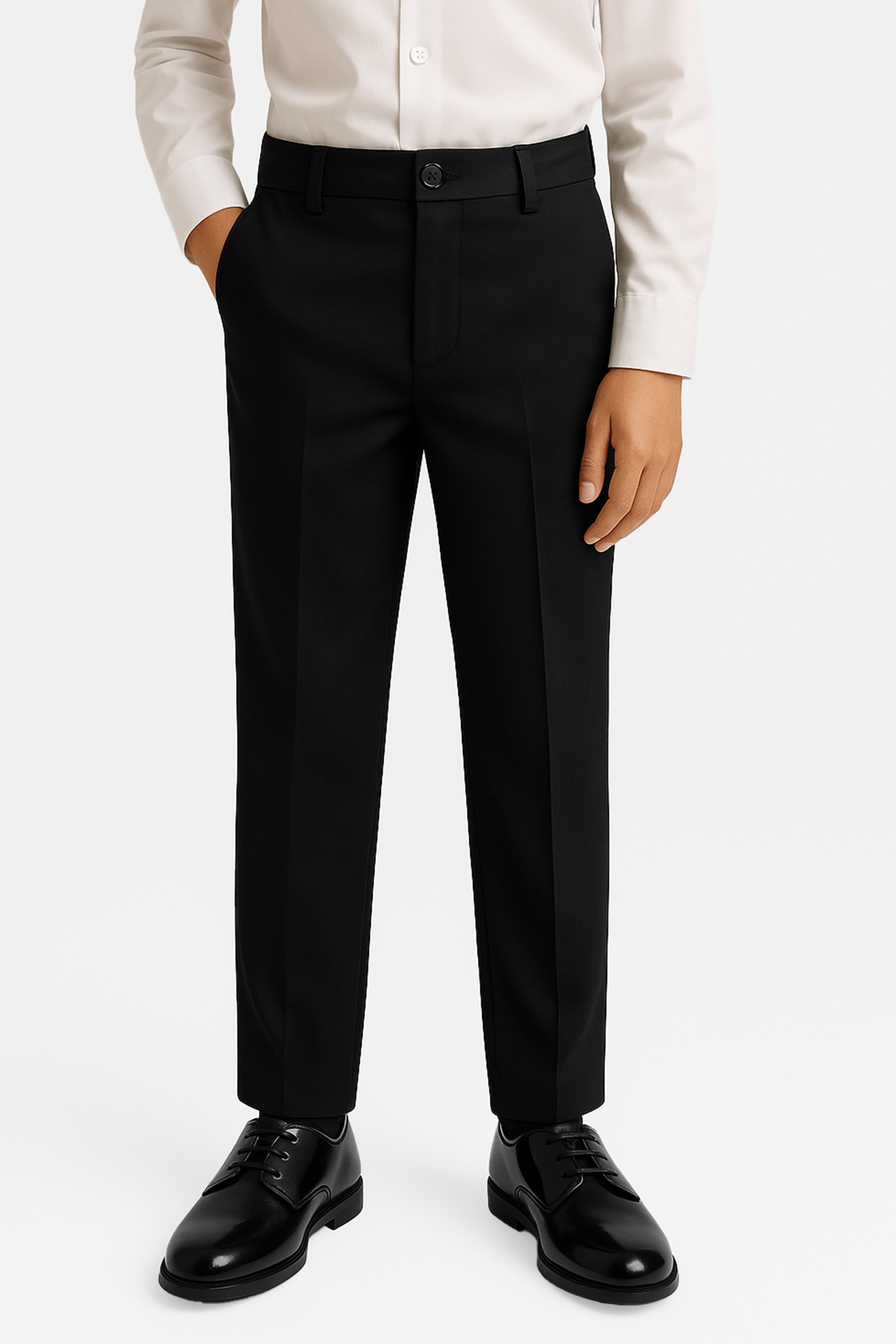 Boys Black Slim Fit Formal Trousers - Mayfair Model Picture