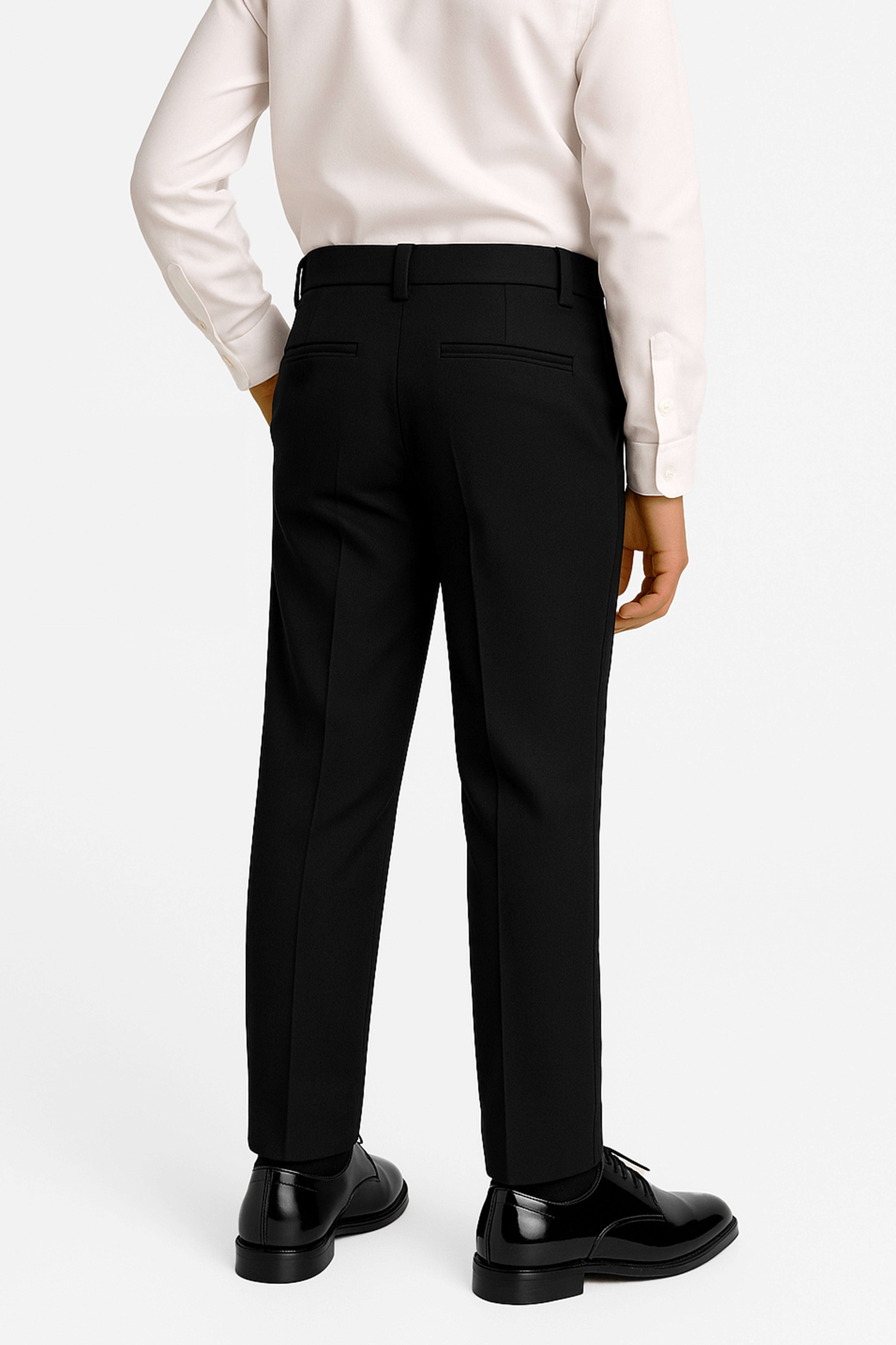Boys Black Slim Fit Formal Trousers - Mayfair Back Picture