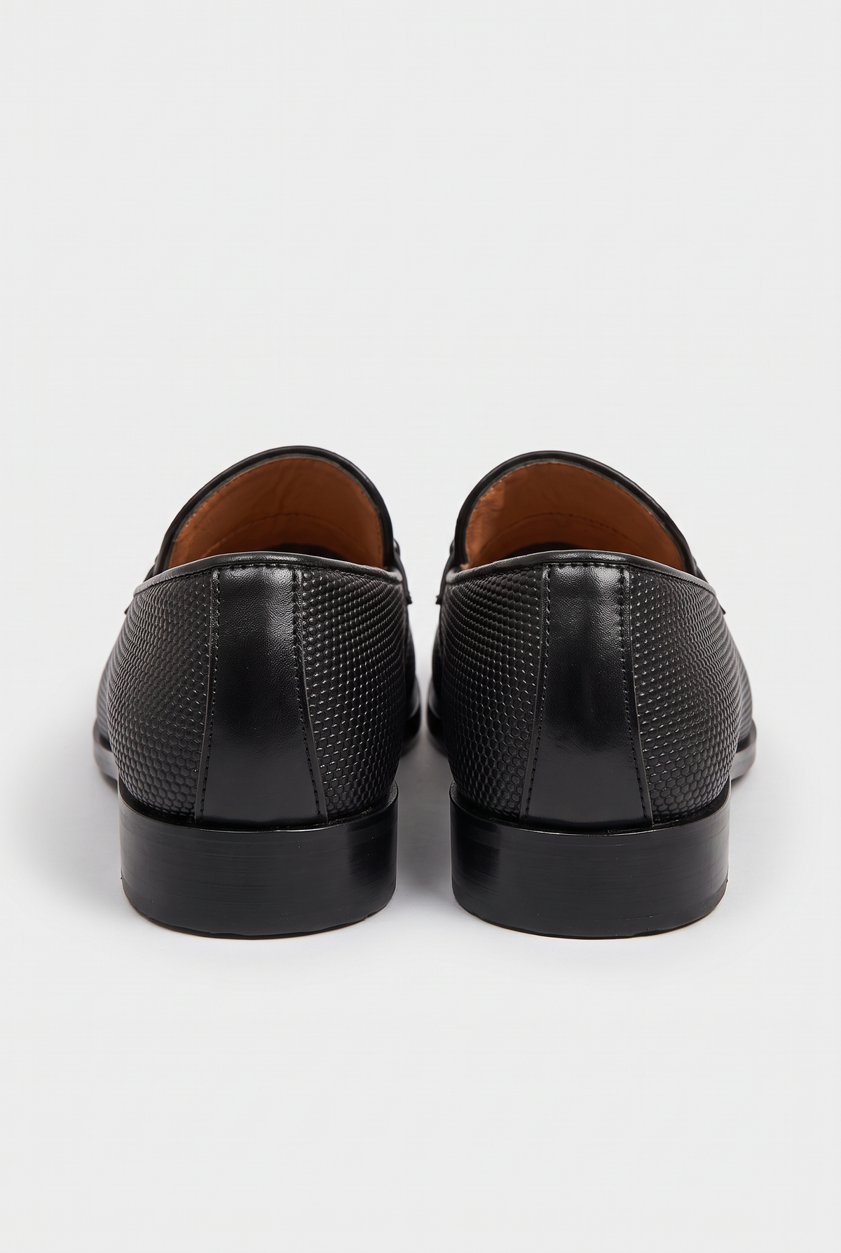 Boys Black Textured Slip-On Loafer Shoes - Sevva Pierre Black Back Picture