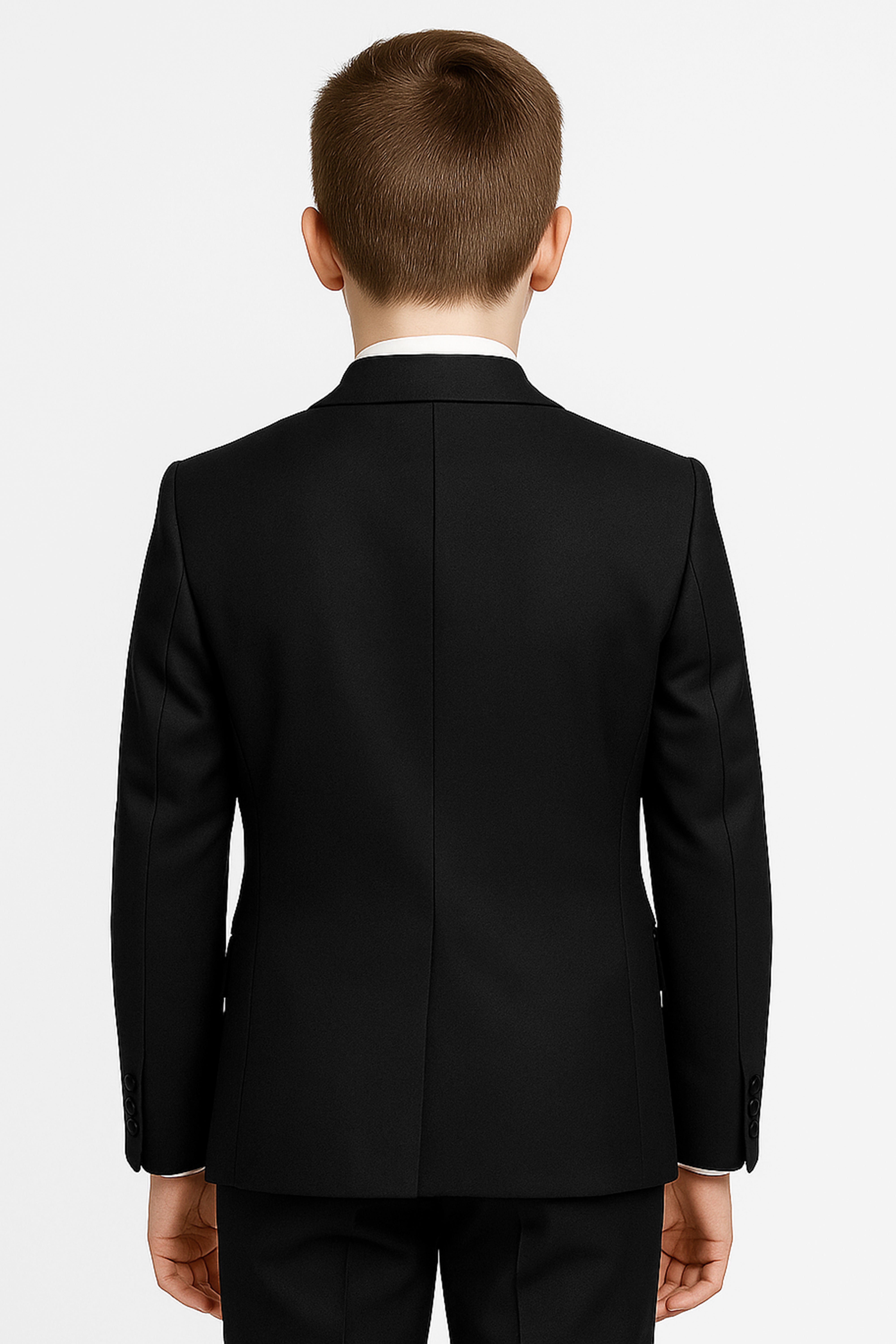 Boys 5-Piece Black Tuxedo Suit with Cufflink Shirt Back Picture