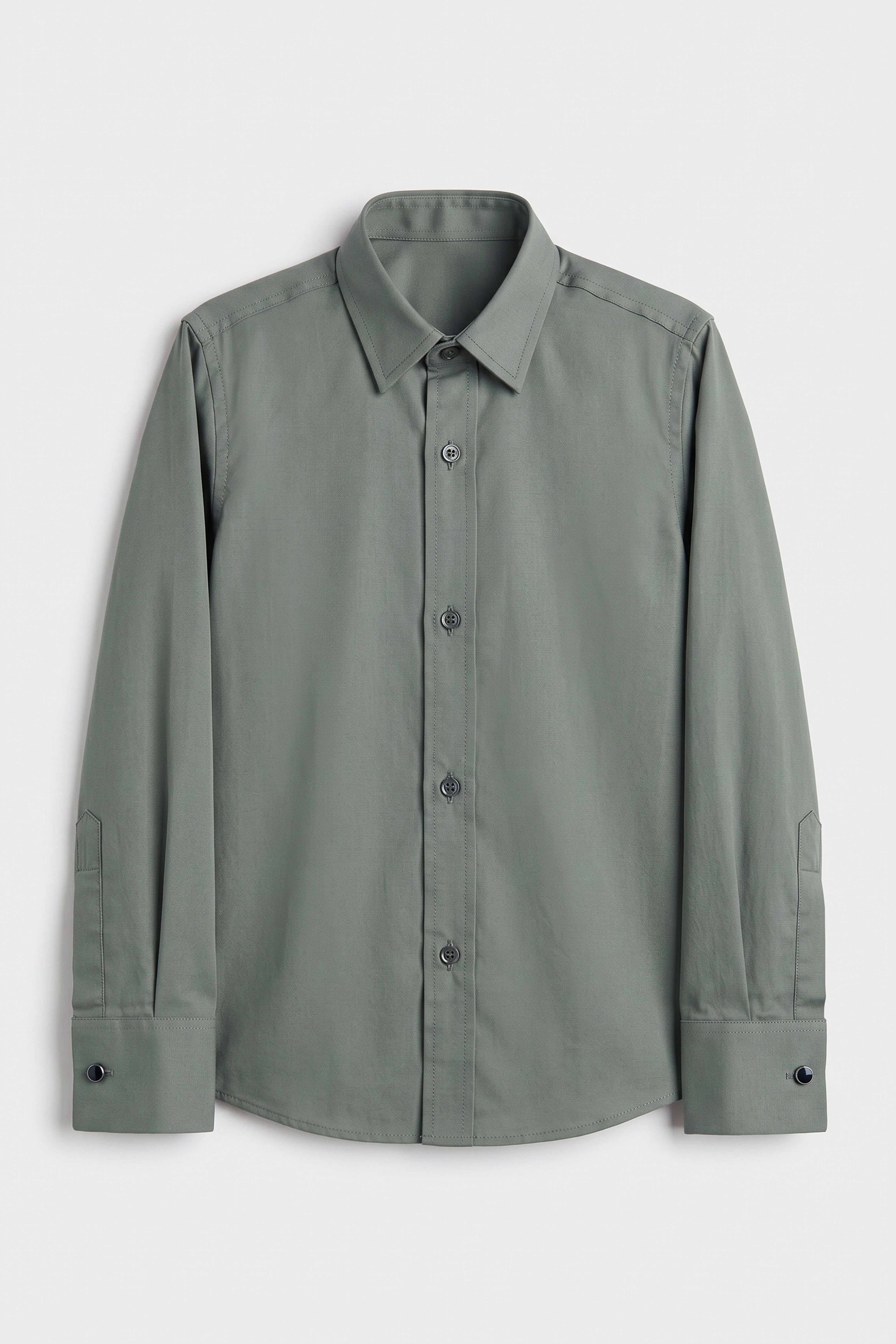 Boys Classic Collar Dress Shirt with Cufflinks -  Green Front Picture