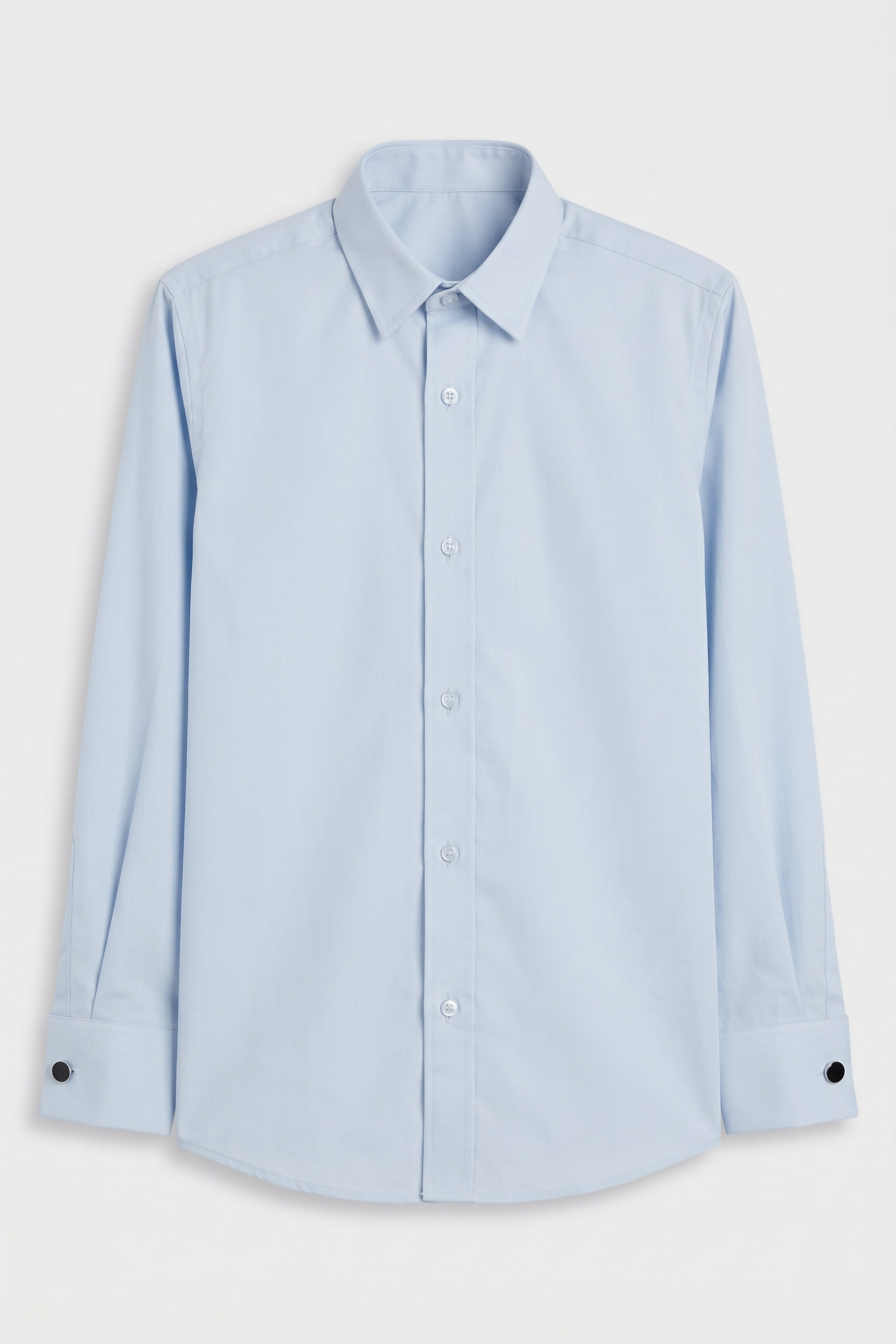 Boys Classic Collar Dress Shirt with Cufflinks -  Light Blue Front Picture