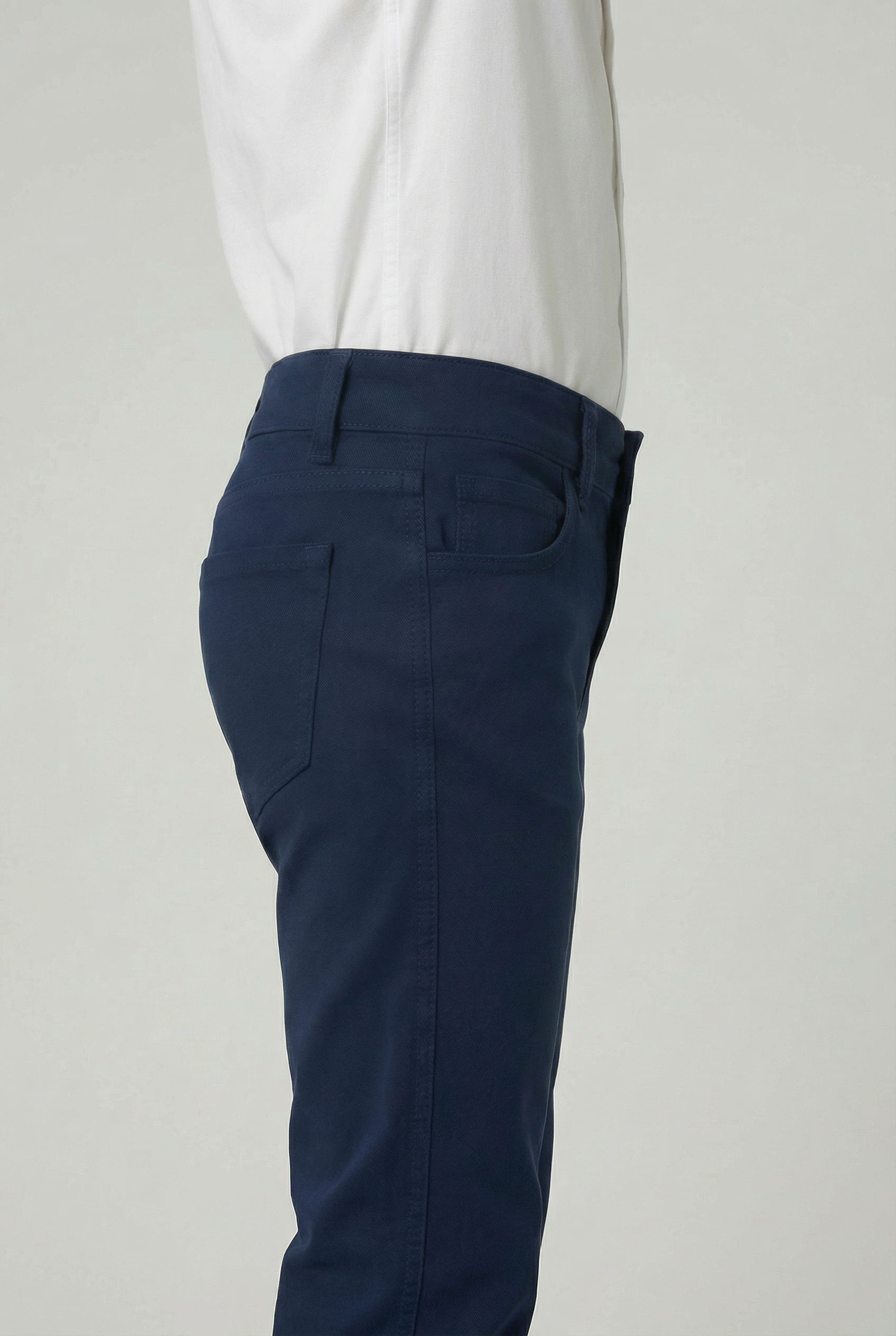 Boys Cotton Casual Stretch Chino Trousers – Navy Model Side Picture