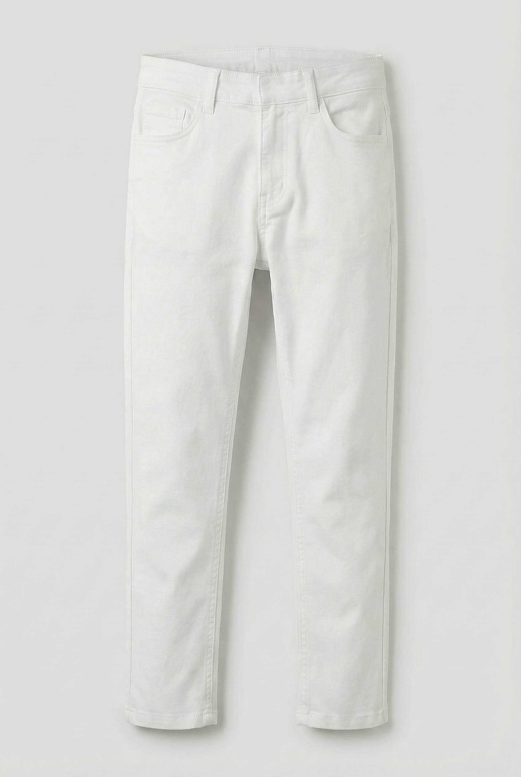 Boys Cotton Casual Stretch Chino Trousers – White Front Picture