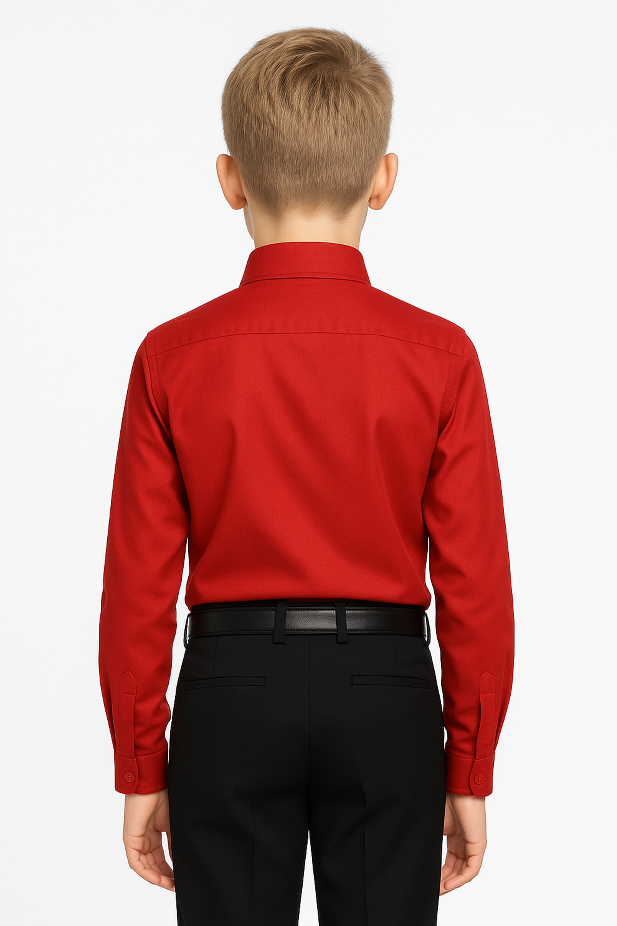 Boys Cotton Classic Collar Dress Shirt - Harput - Red Back Picture