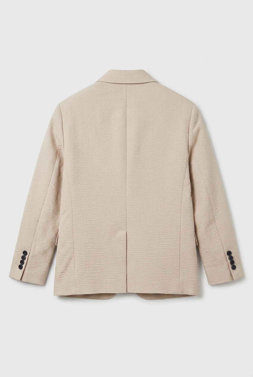 Jungen Baumwoll-Seersucker Zweireihiger Anzug - Beige