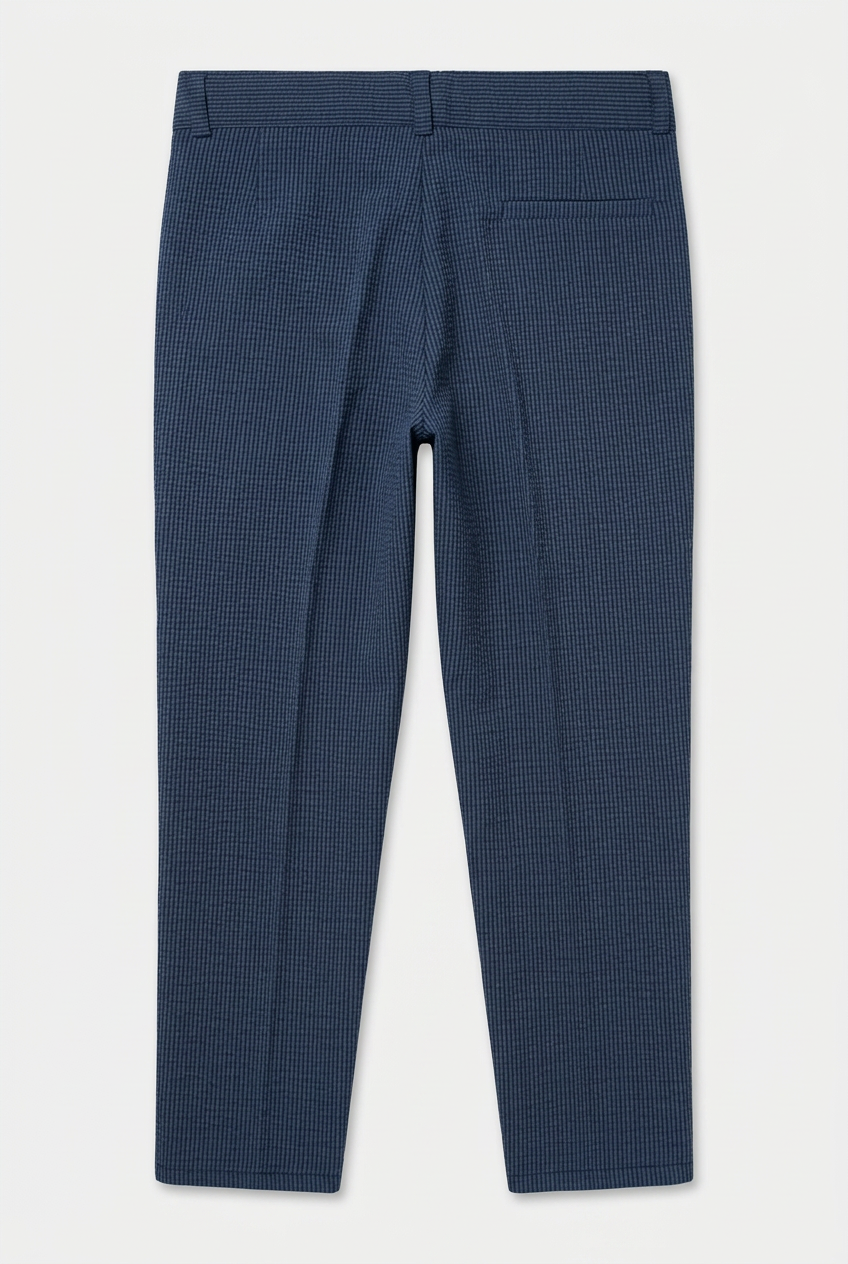 Jungen Baumwoll-Seersucker Zweireihiger Anzug - Marineblau