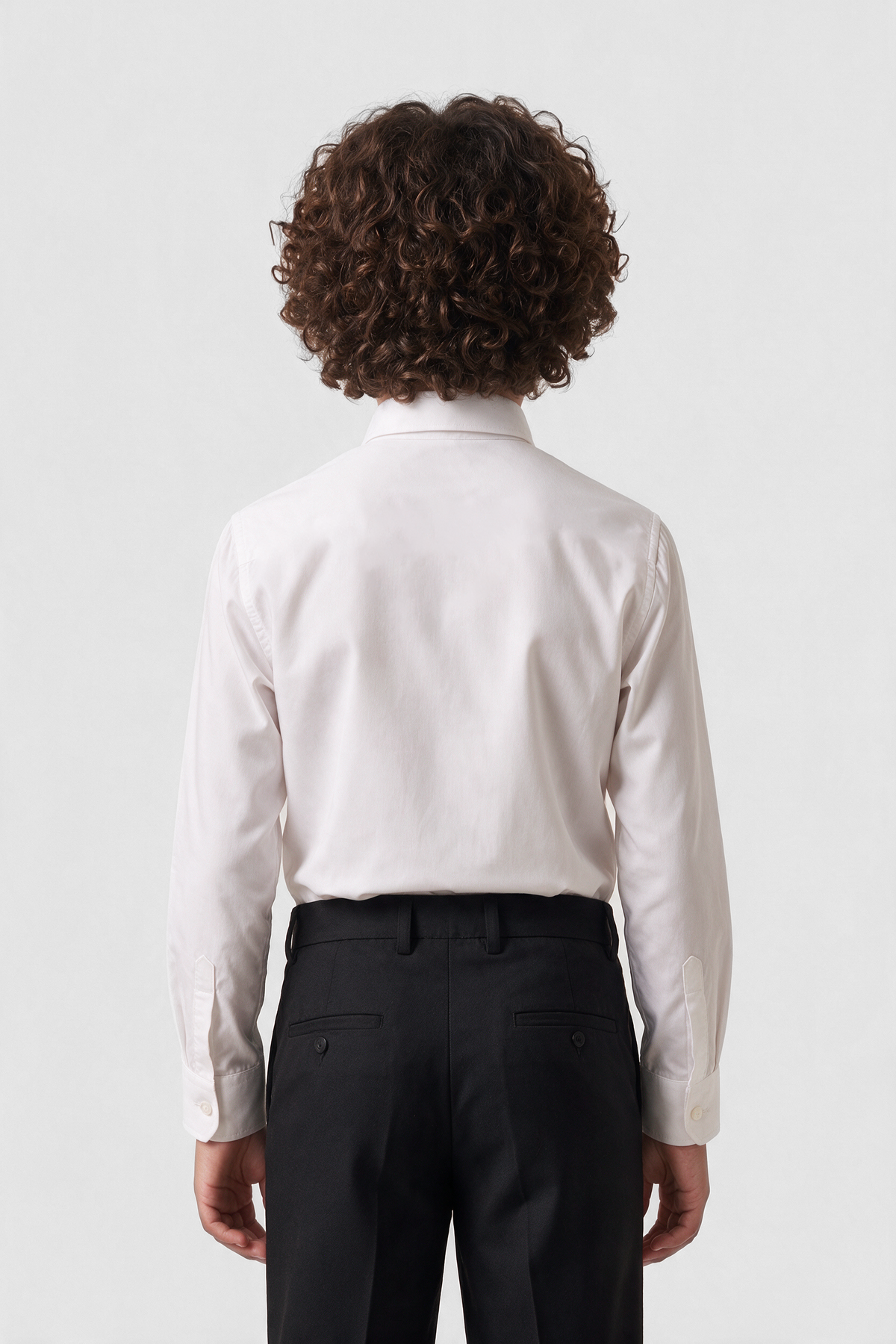 Boys Cotton Tuxedo Shirt with Black Stud Buttons & Cufflinks - Ivory back picture