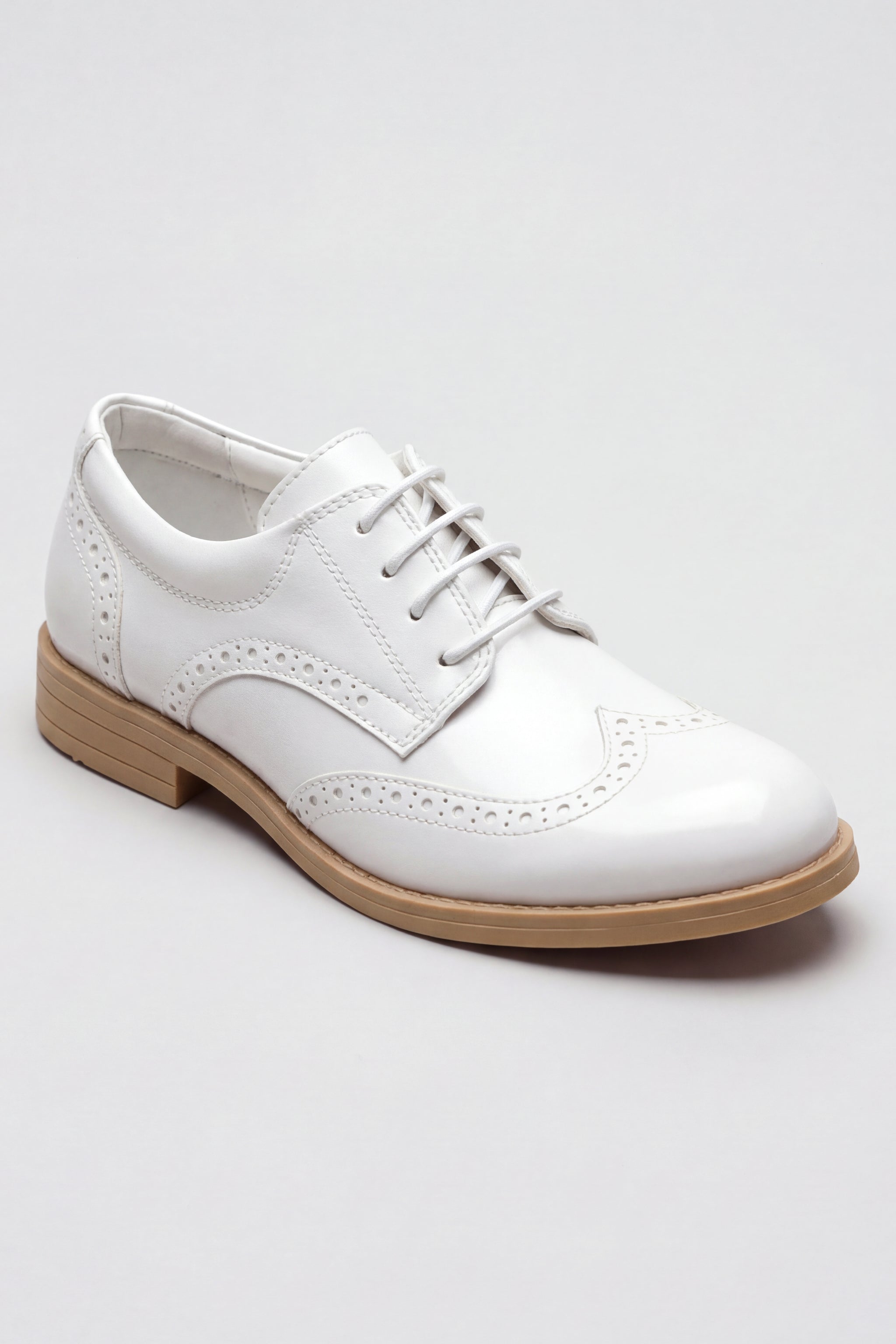 Boys Derby Brogue Wingtip Dress Shoes in White