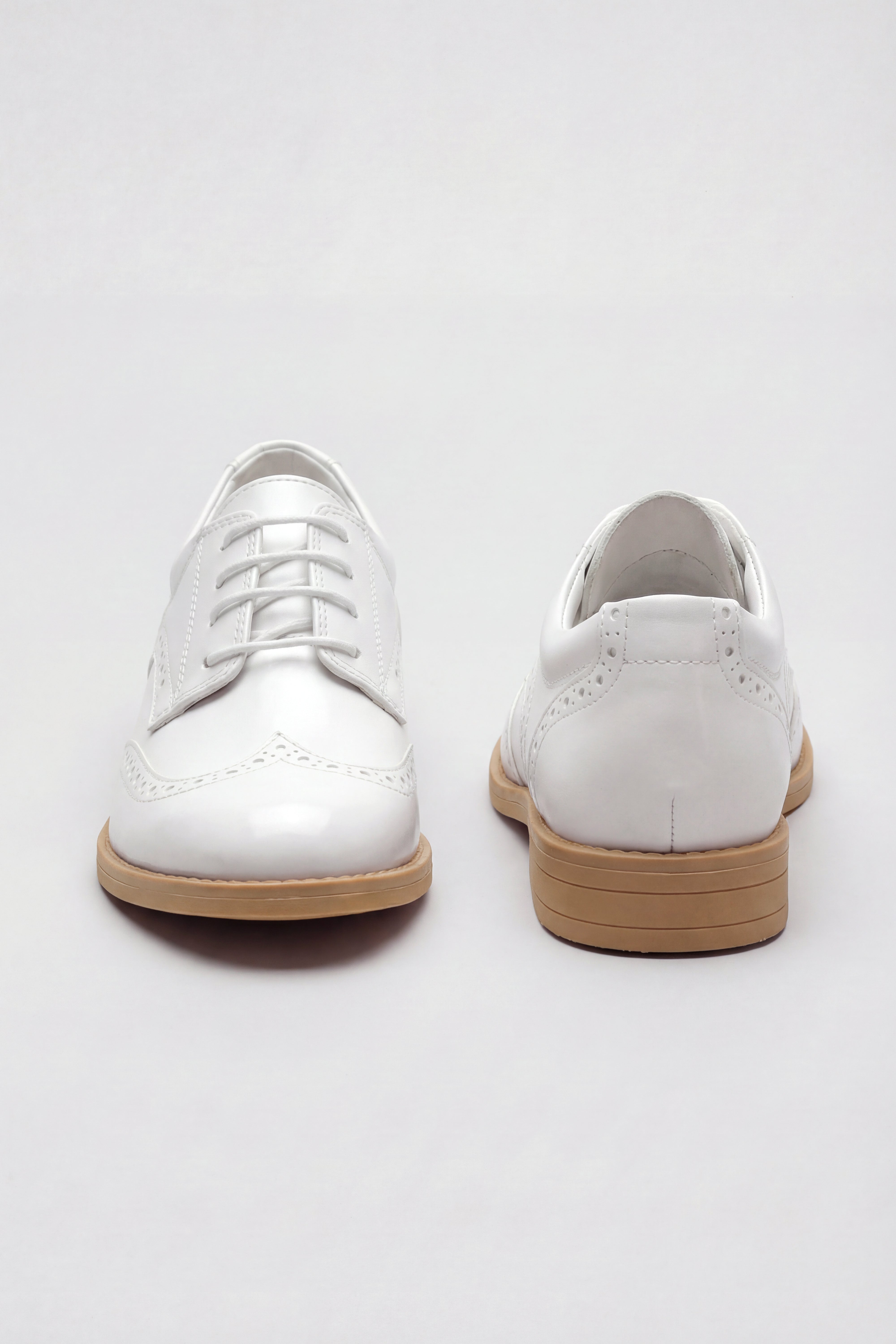 Boys Derby Brogue Lace Up Dress Shoes - White