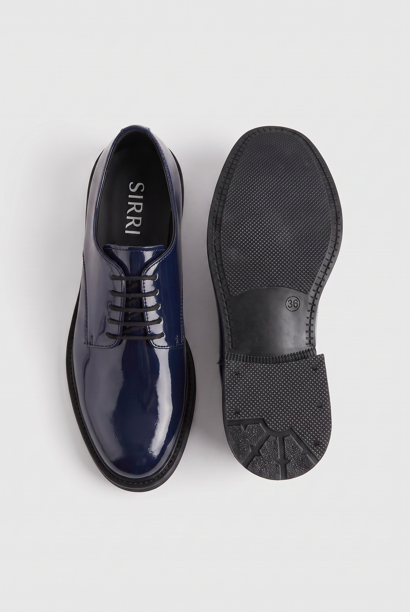 Boys Derby Patent Lace Up Formal Shoes - Navy Sole Picture