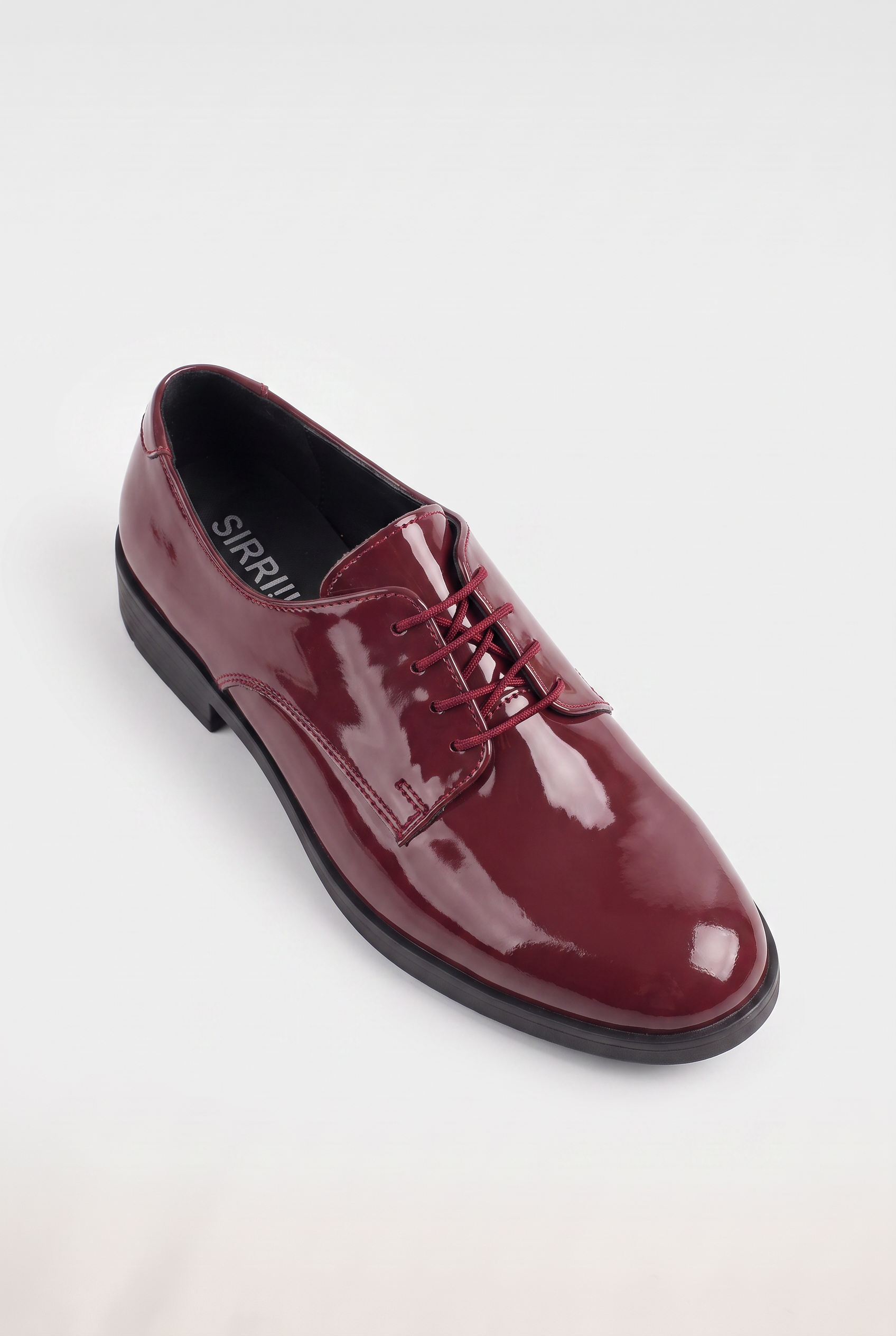 Boys Derby Patent Lace Up Formal Shoes - Wine Side Picture