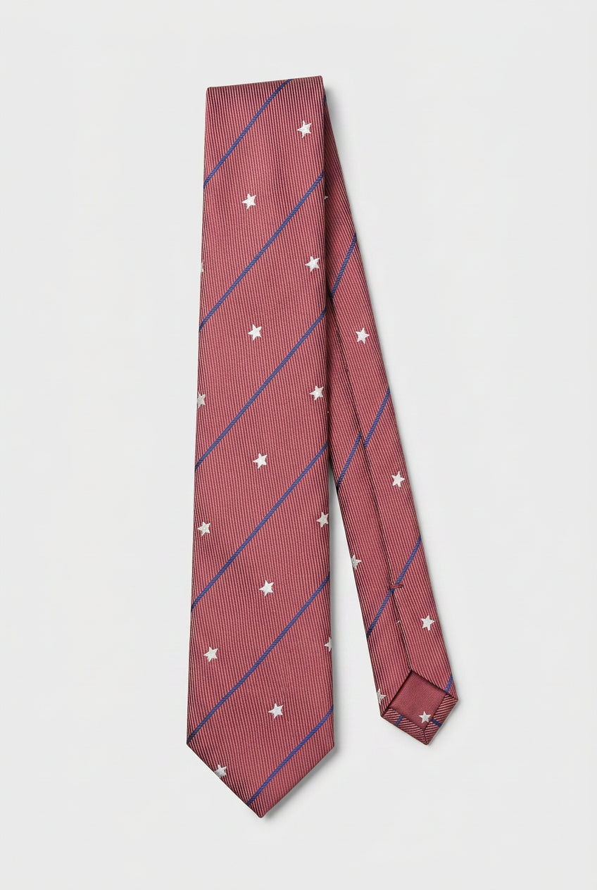 Cravate fine jacquard à rayures diagonales pour garçons - Bourgogne