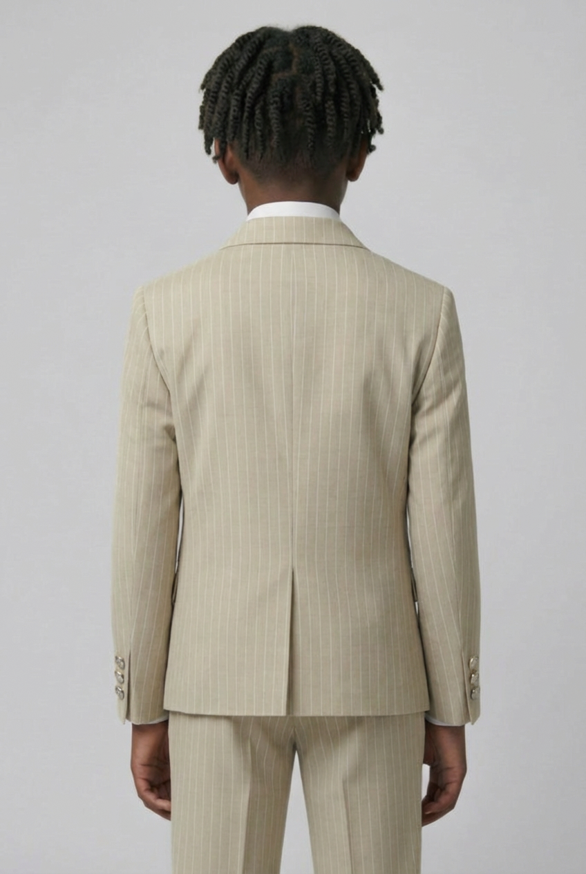Completo doppiopetto a righe per ragazzi - Set 3 pezzi e 6 pezzi - Beige