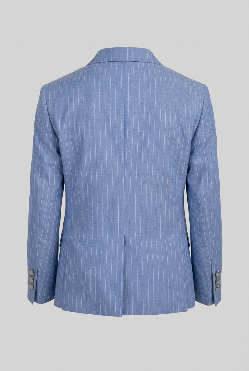 بدلة أولاد مزدوجة الصدر مخططة - طقم 3 قطع و 6 قطع - أزرق سماوي