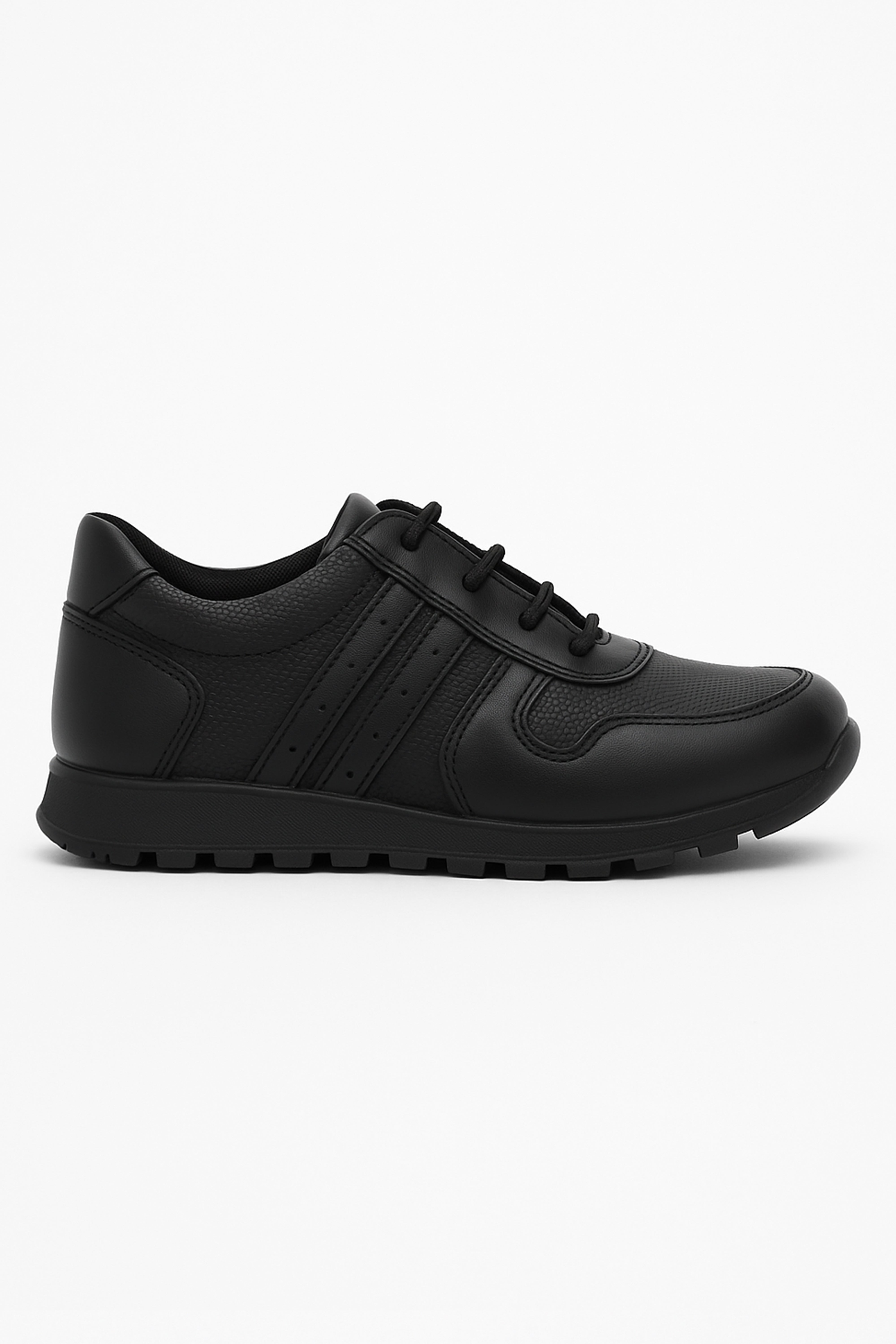 Boys Genuine Leather Casual Sneaker Shoes - Black Picture