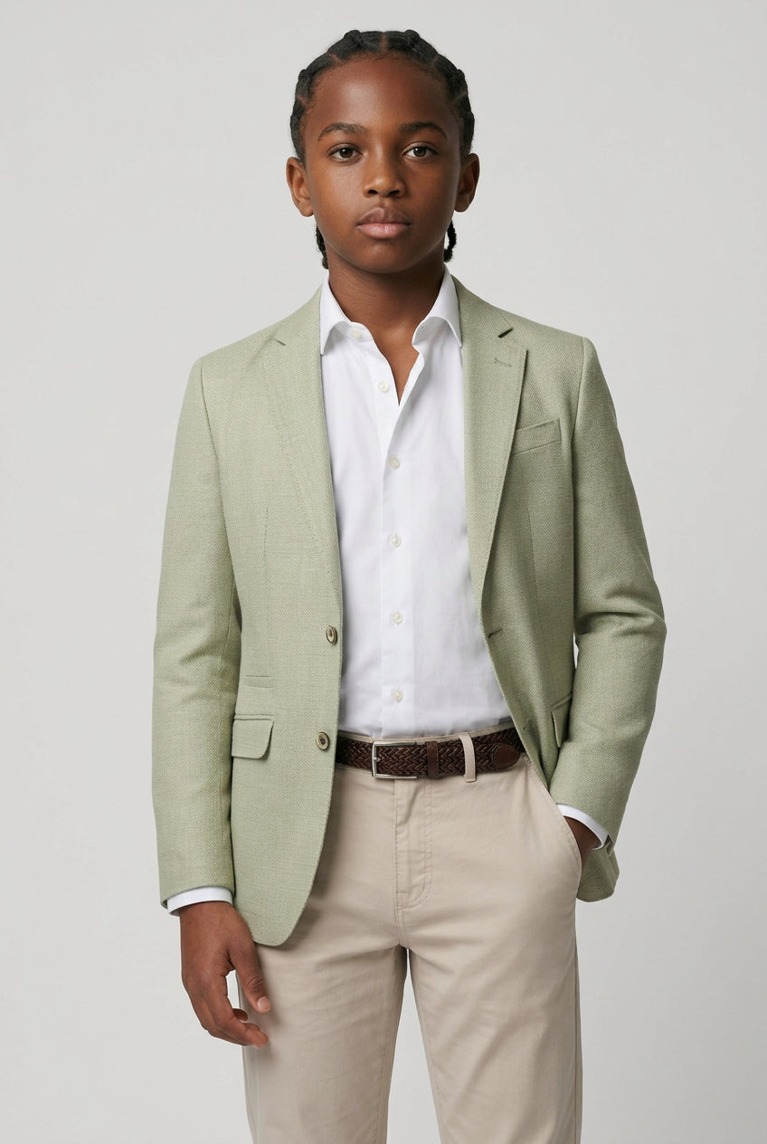 Jungen Herringbone Twill Blazer - Kovan - Salbeigrün