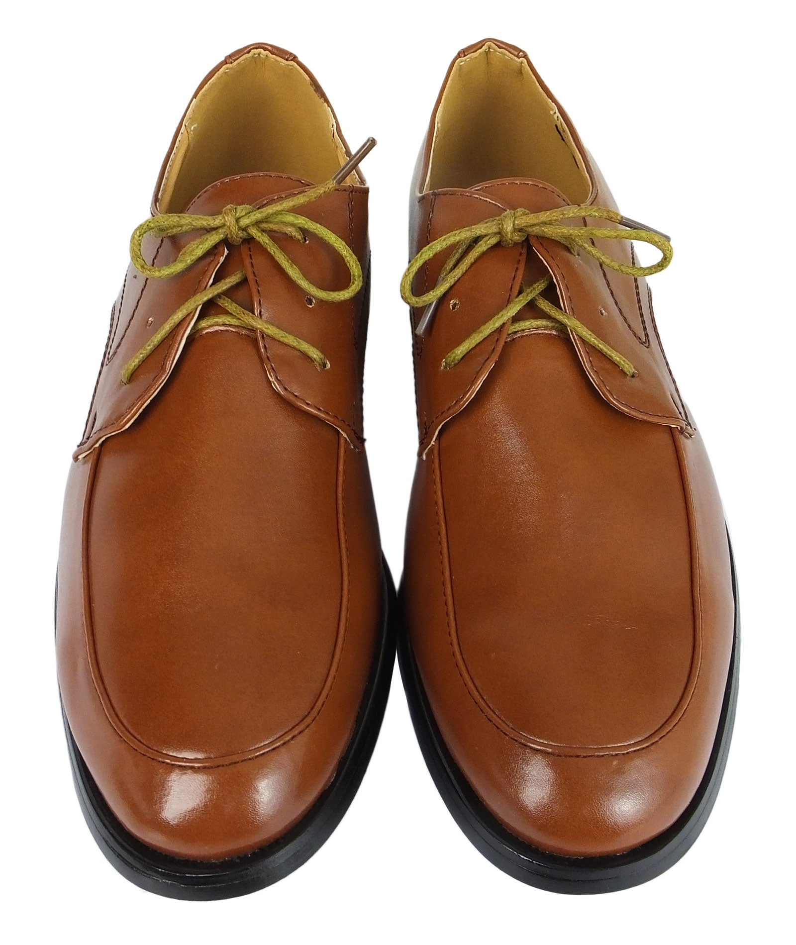 Chaussures derby garçon en cuir verni à lacets – Marron