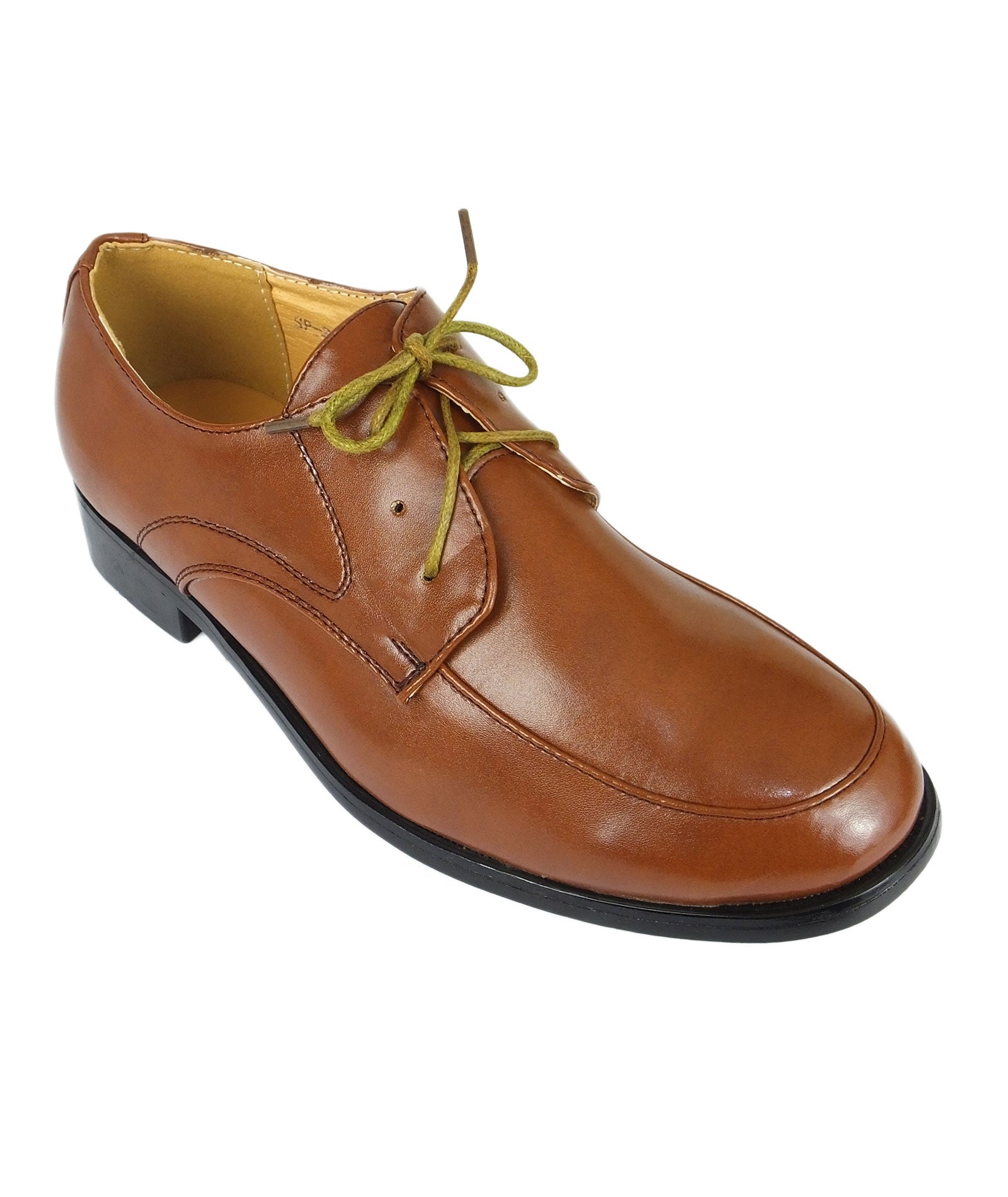 Chaussures derby garçon en cuir verni à lacets – Marron