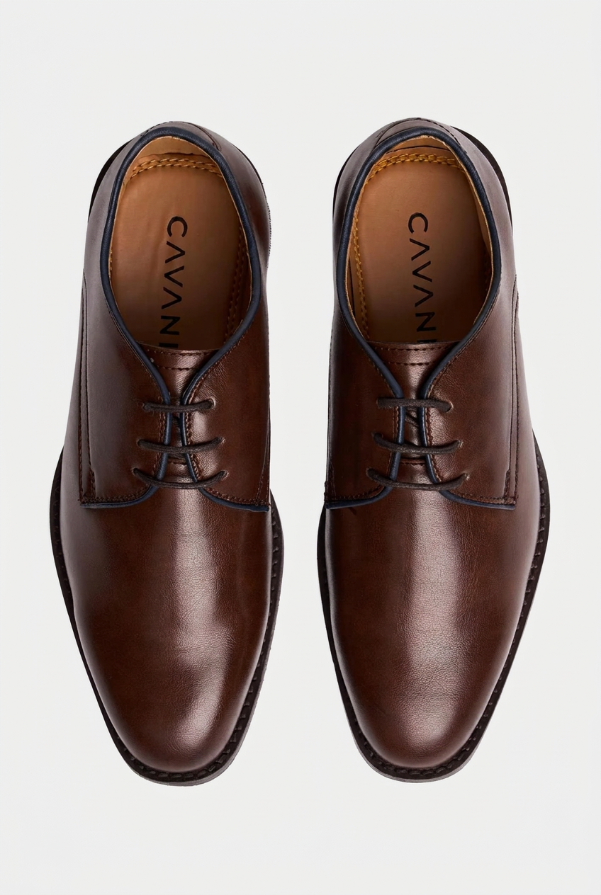 Boys Leather Lace Up Derby Dress Shoes - Brown