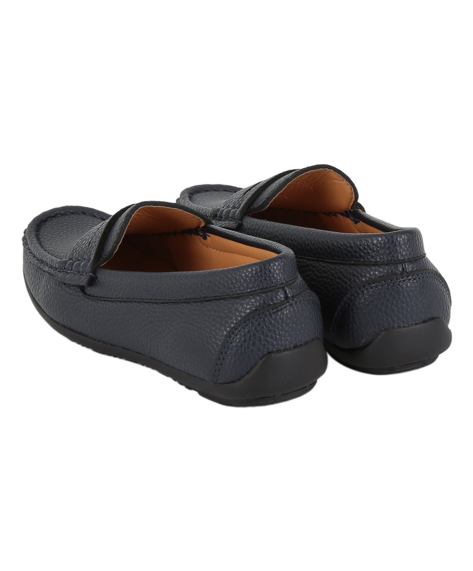 Boys Leather Penny Loafer - HUGO - Navy Blue Back Picture