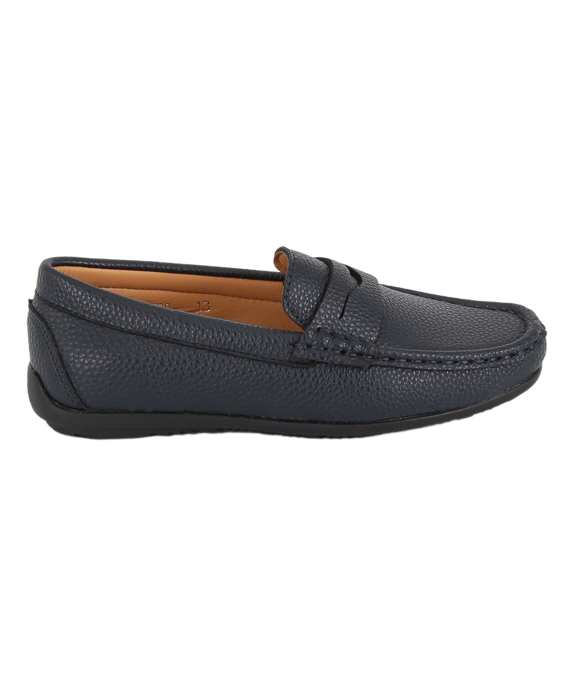 Boys Leather Penny Loafer - HUGO - Navy Blue