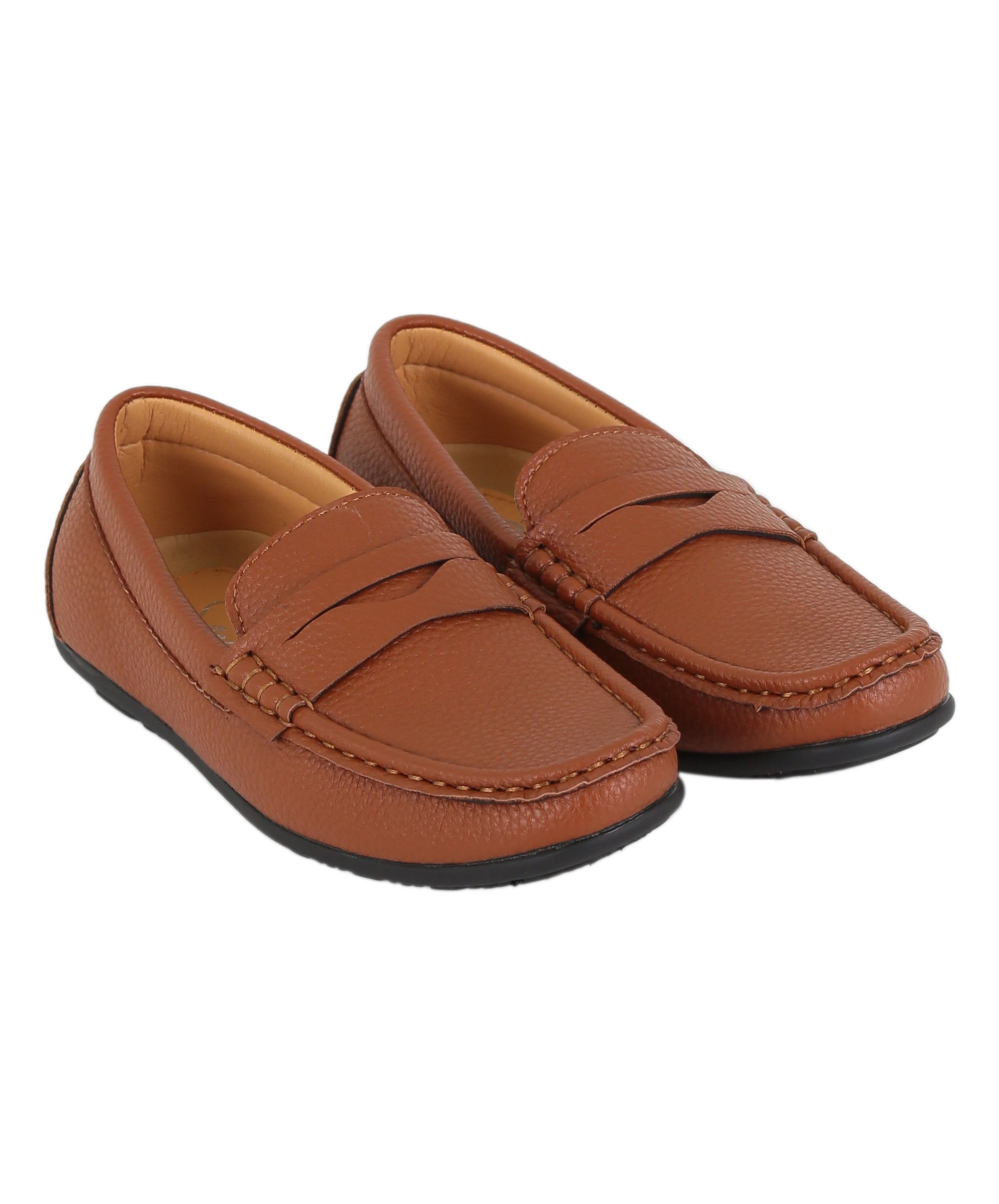 Boys Leather Penny Loafer - HUGO - Tan Brown Pair Side Picture