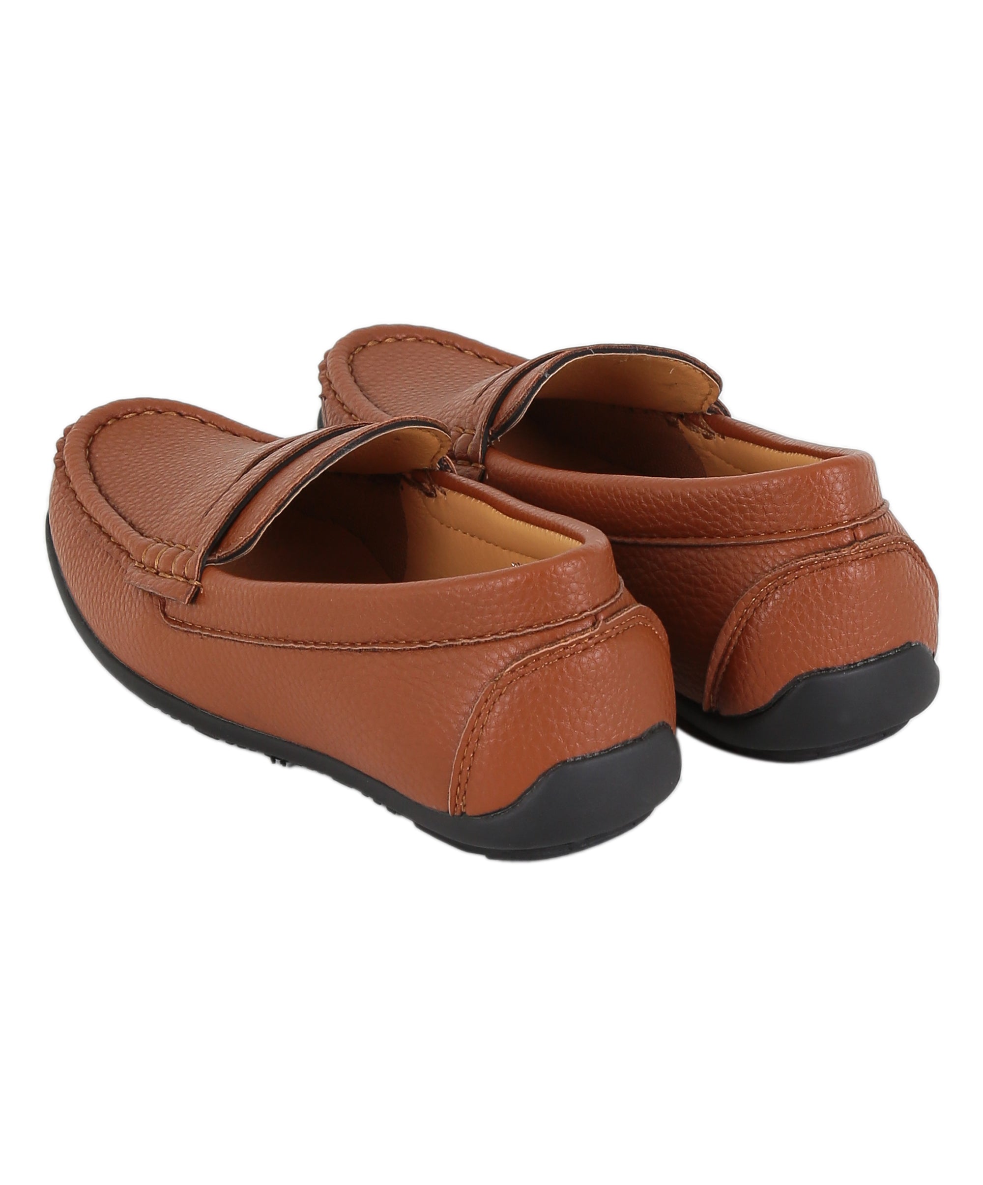 Boys Leather Penny Loafer - HUGO - Tan Brown Pair Back Picture