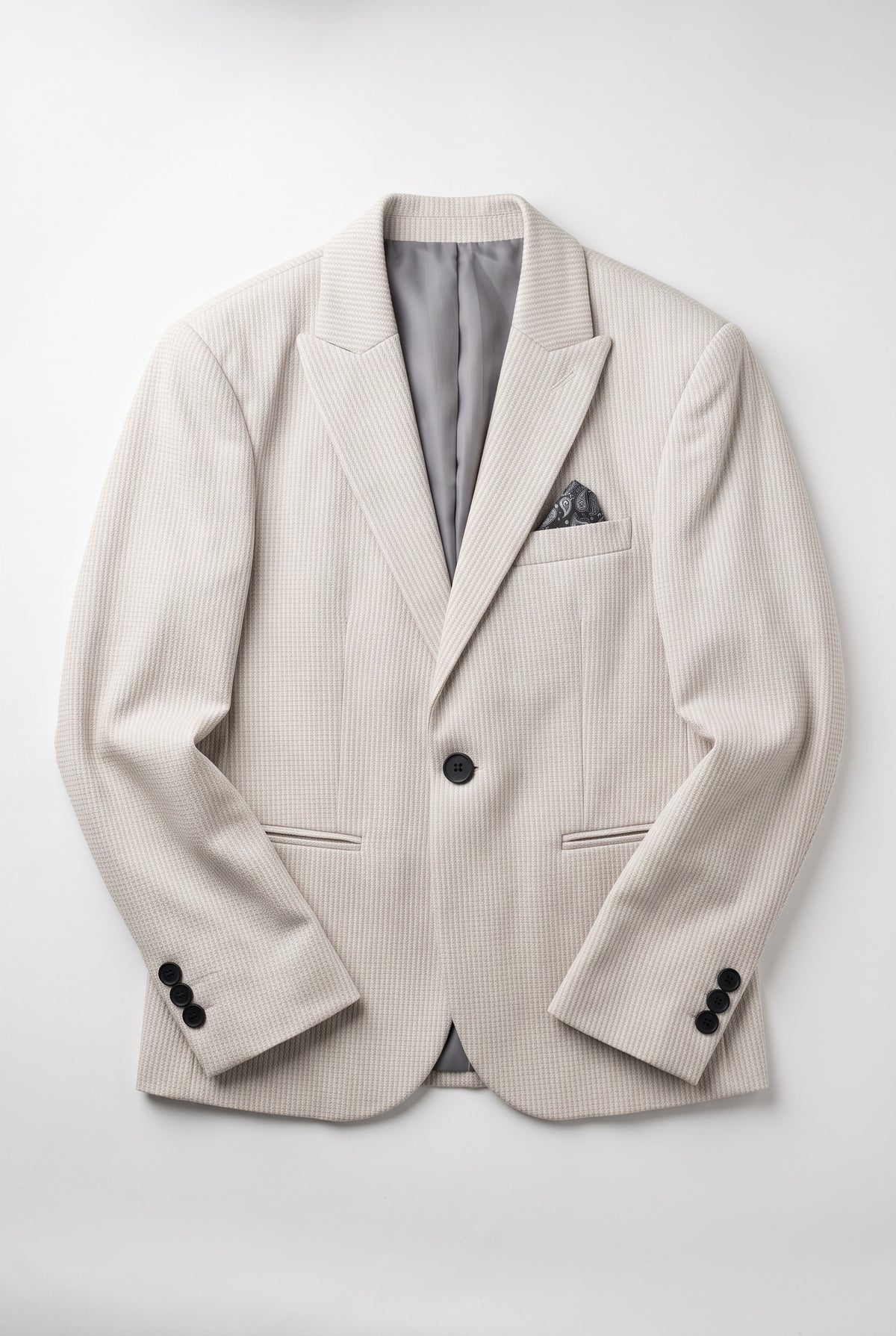 Boys Light Grey 2-Piece Mini Tweed Houndstooth Suit - ORME Blazer Picture