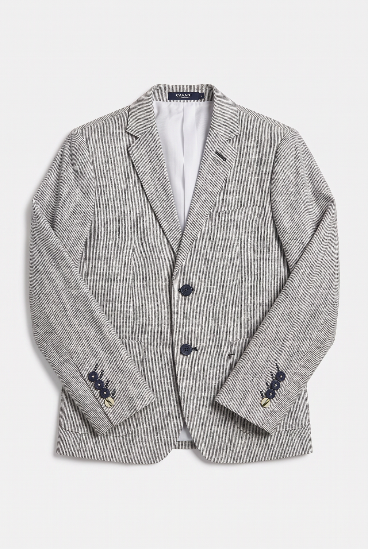 Boys Linen Stripe Twill Blazer - Cavani Jamie Grey