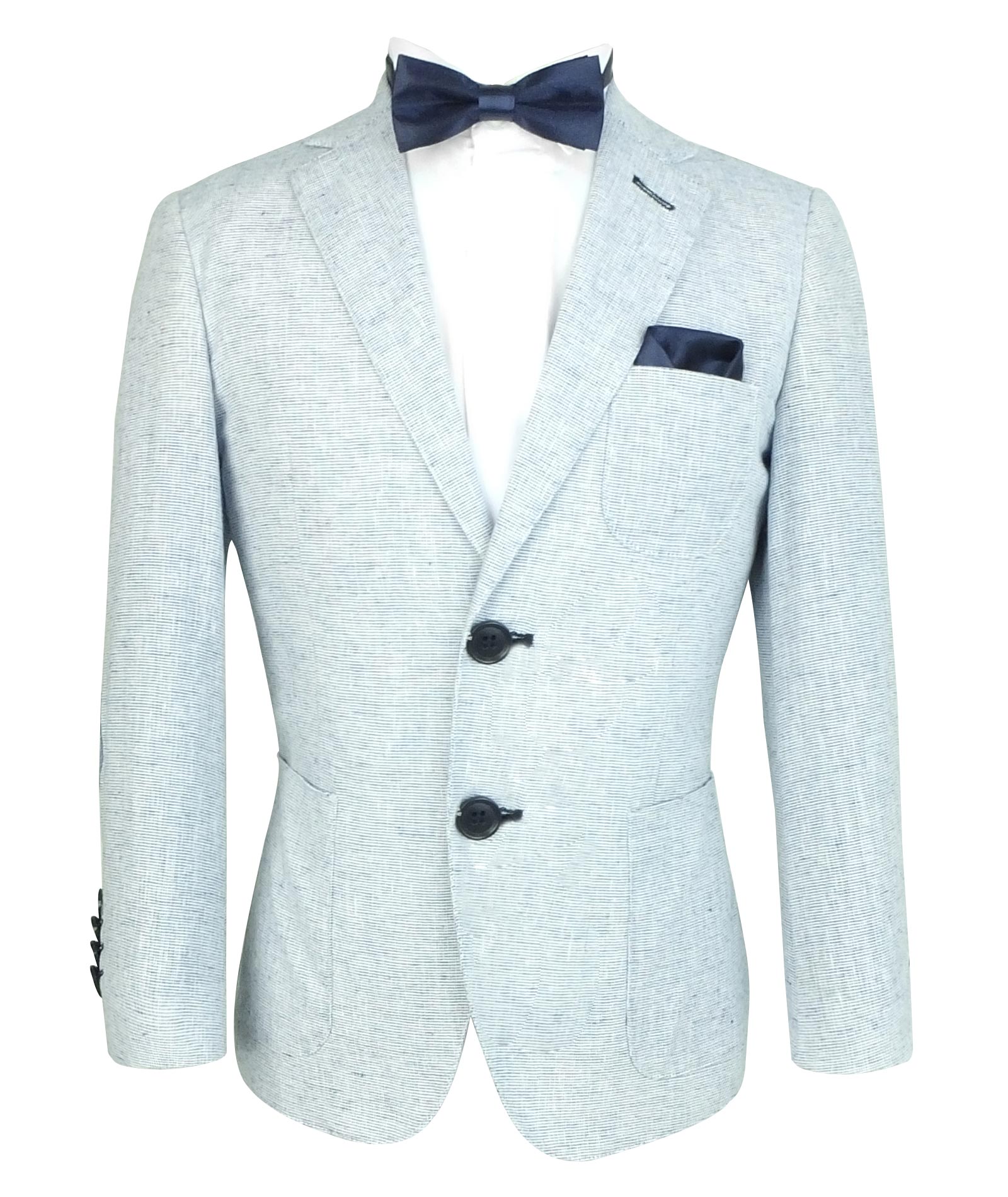 Completo da ragazzo in lino con toppe sui gomiti - Azzurro pallido