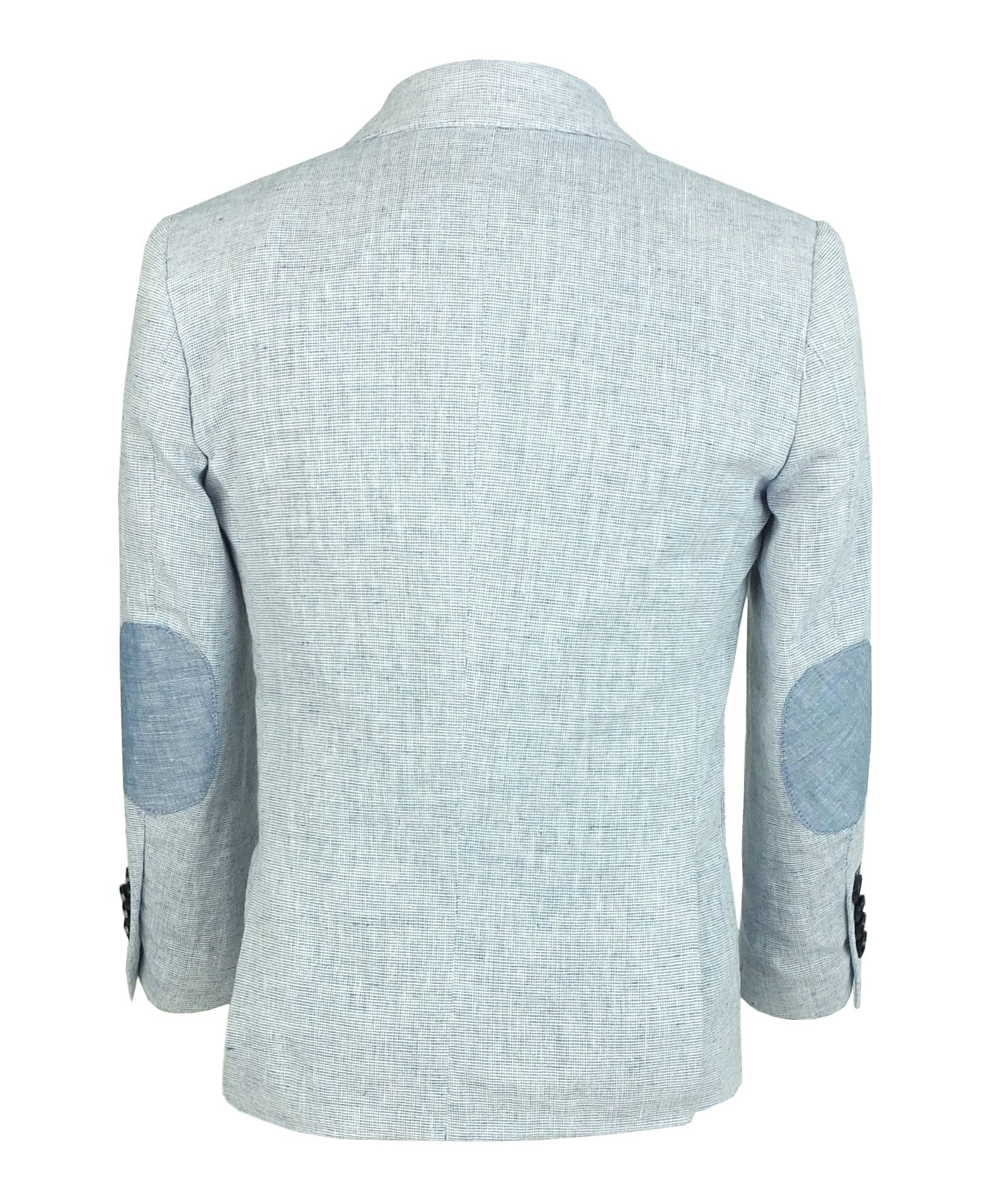 Boys Linen Suit with Elbow Patches - Pale Blue