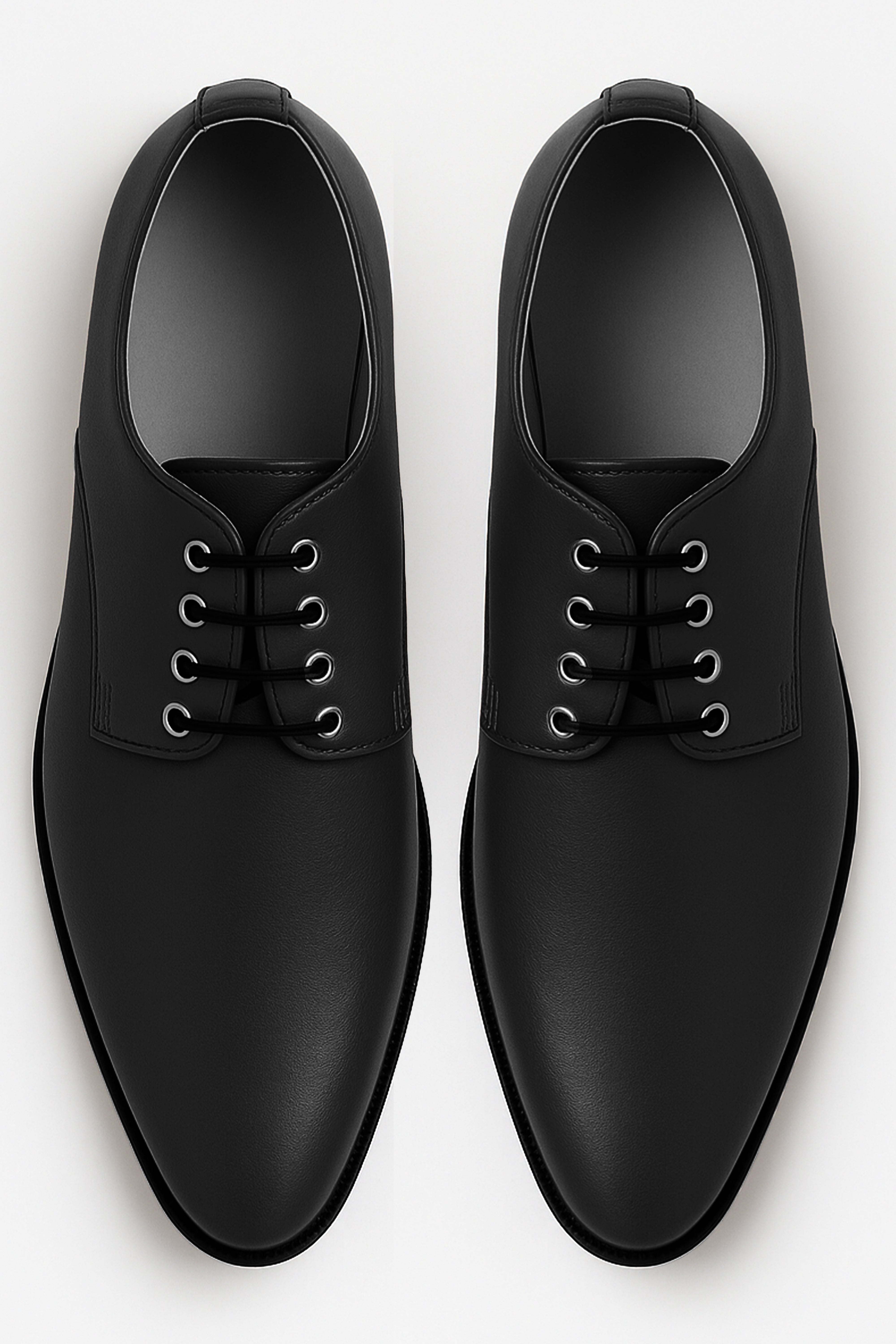 Boys Matte Leather Derby Shoes - GEORGE - Black Front Picture