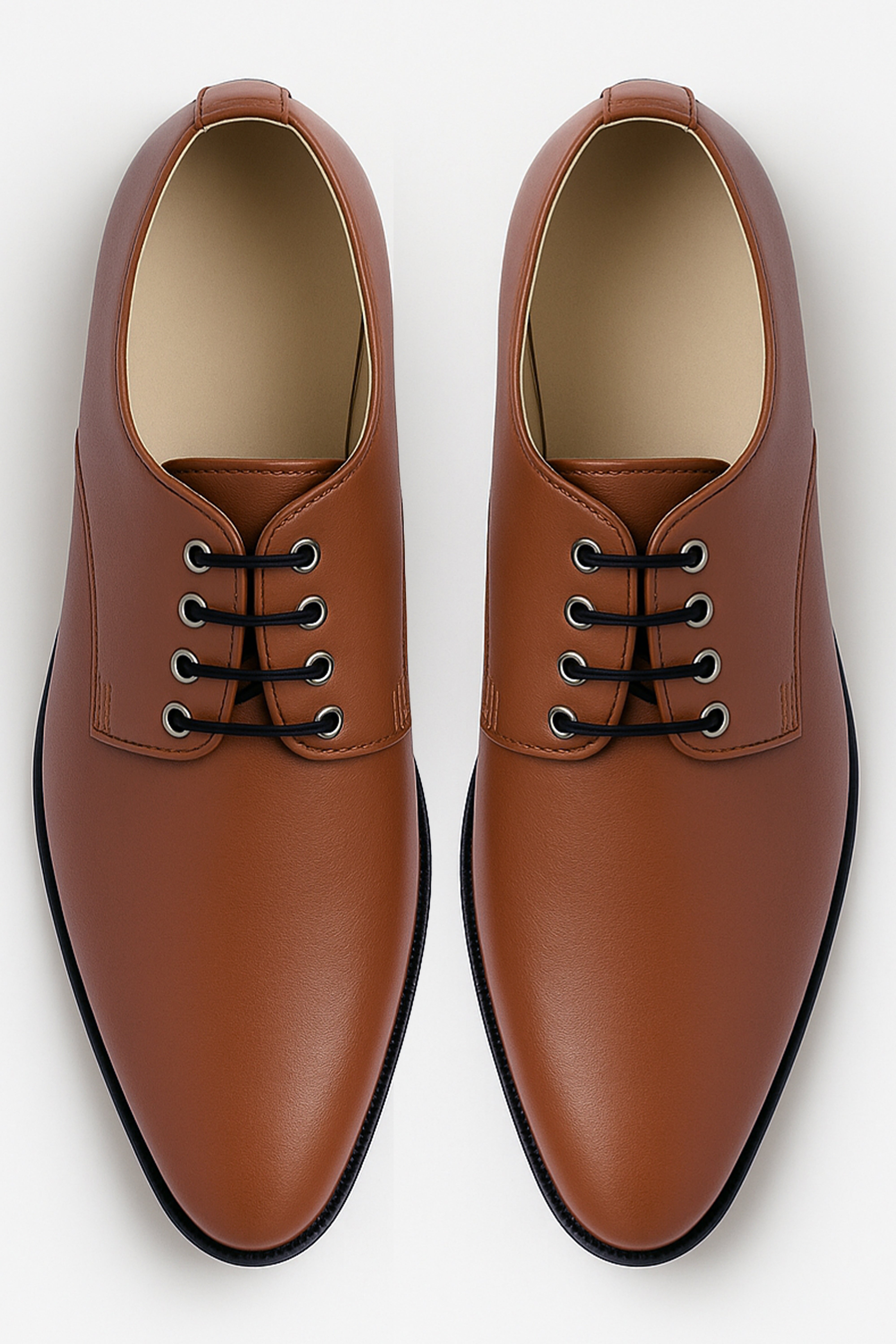 Boys Matte Leather Derby Shoes - GEORGE - Brown Front Picture