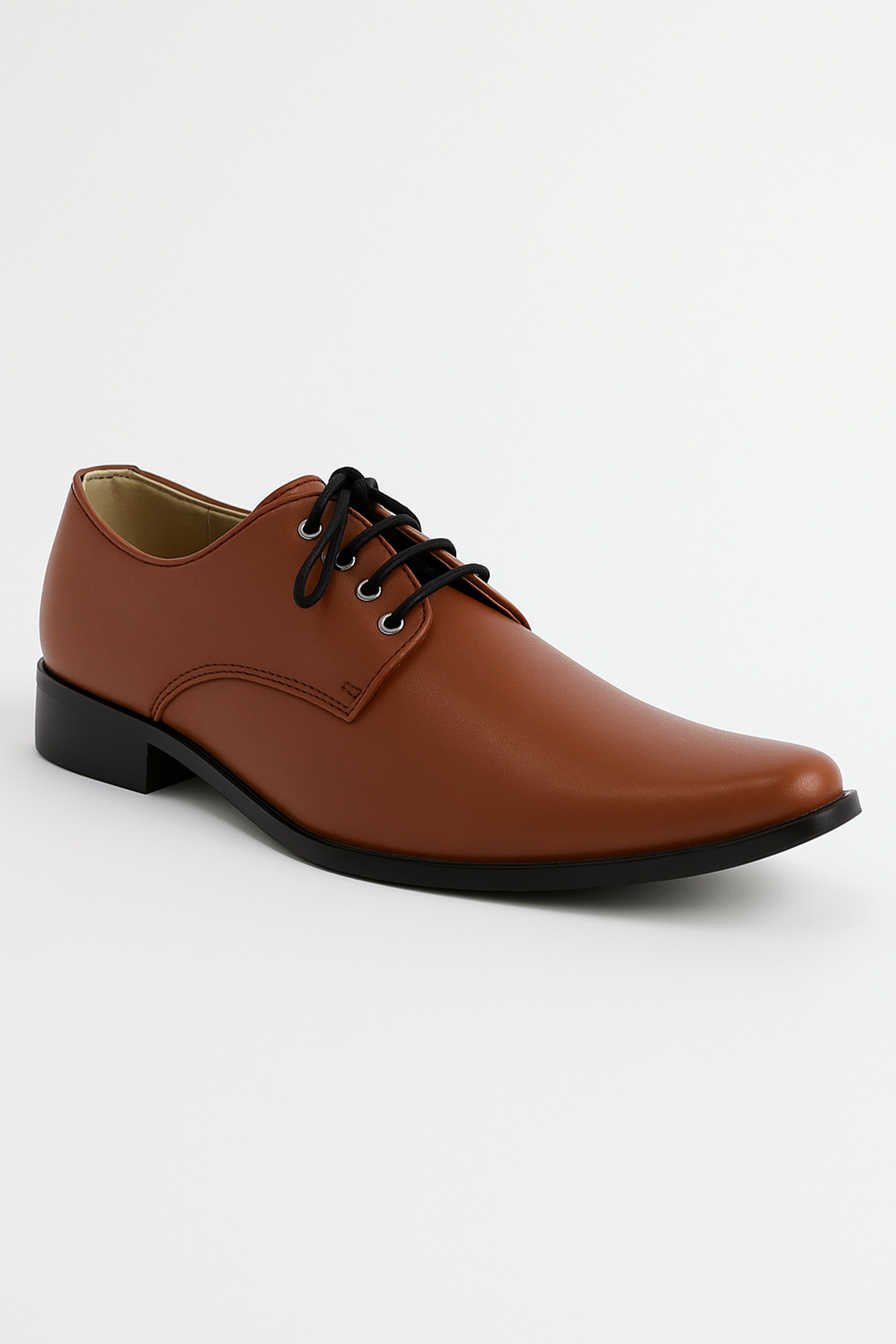Boys Matte Leather Derby Shoes - GEORGE - Brown Side Picture