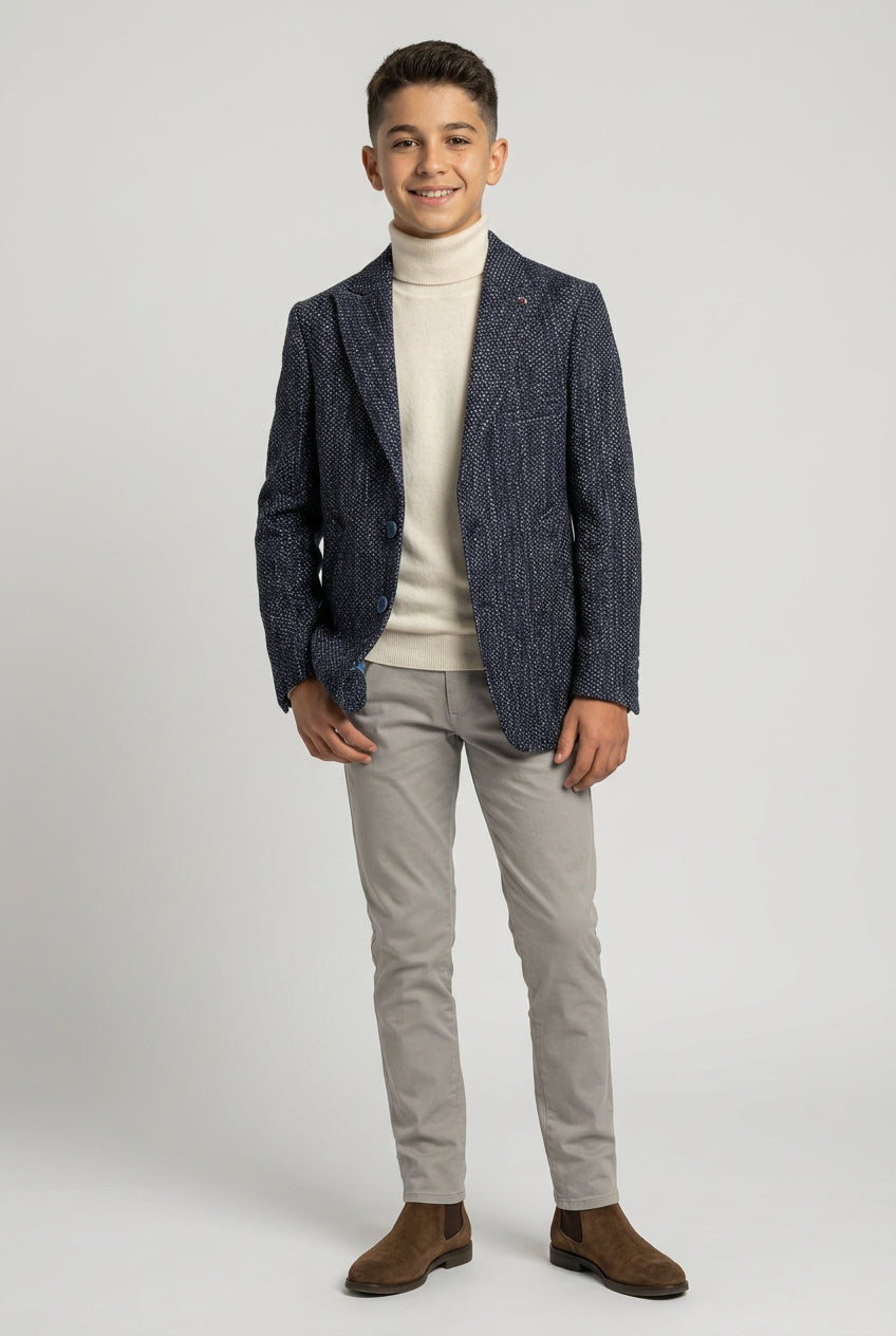 Blazer garçon en tweed texturé Gris marine