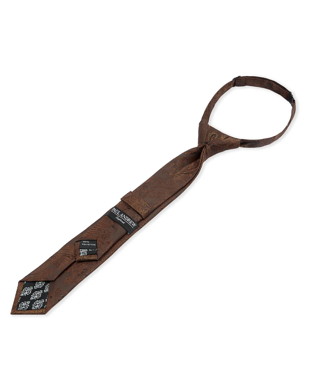 Corbata preanudada para niños con diseño cachemira jacquard y correa de cuello ajustable con clip - Marrón